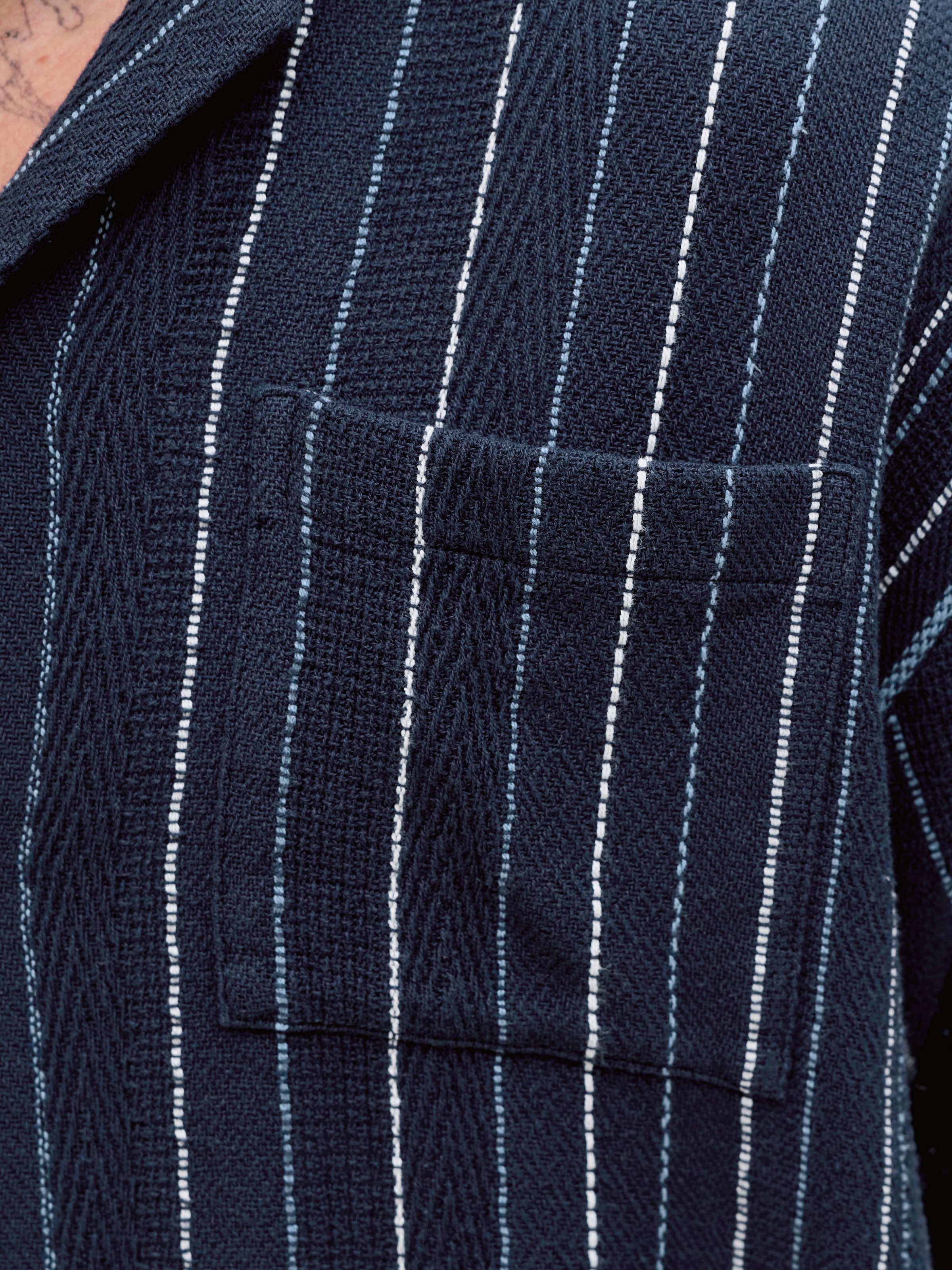 Jack & Jones Kurzarmhemd »JJEBRADLEY STRIPED RESORT SHIRT SS LN« Baumwolle, loose fit