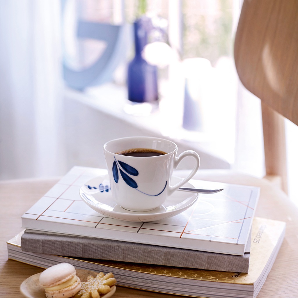Villeroy & Boch Untertasse »Mokka- / Espressountertassen Vieux Luxembourg Brindille ø 11,7 cm 6er Set weiß-blau«