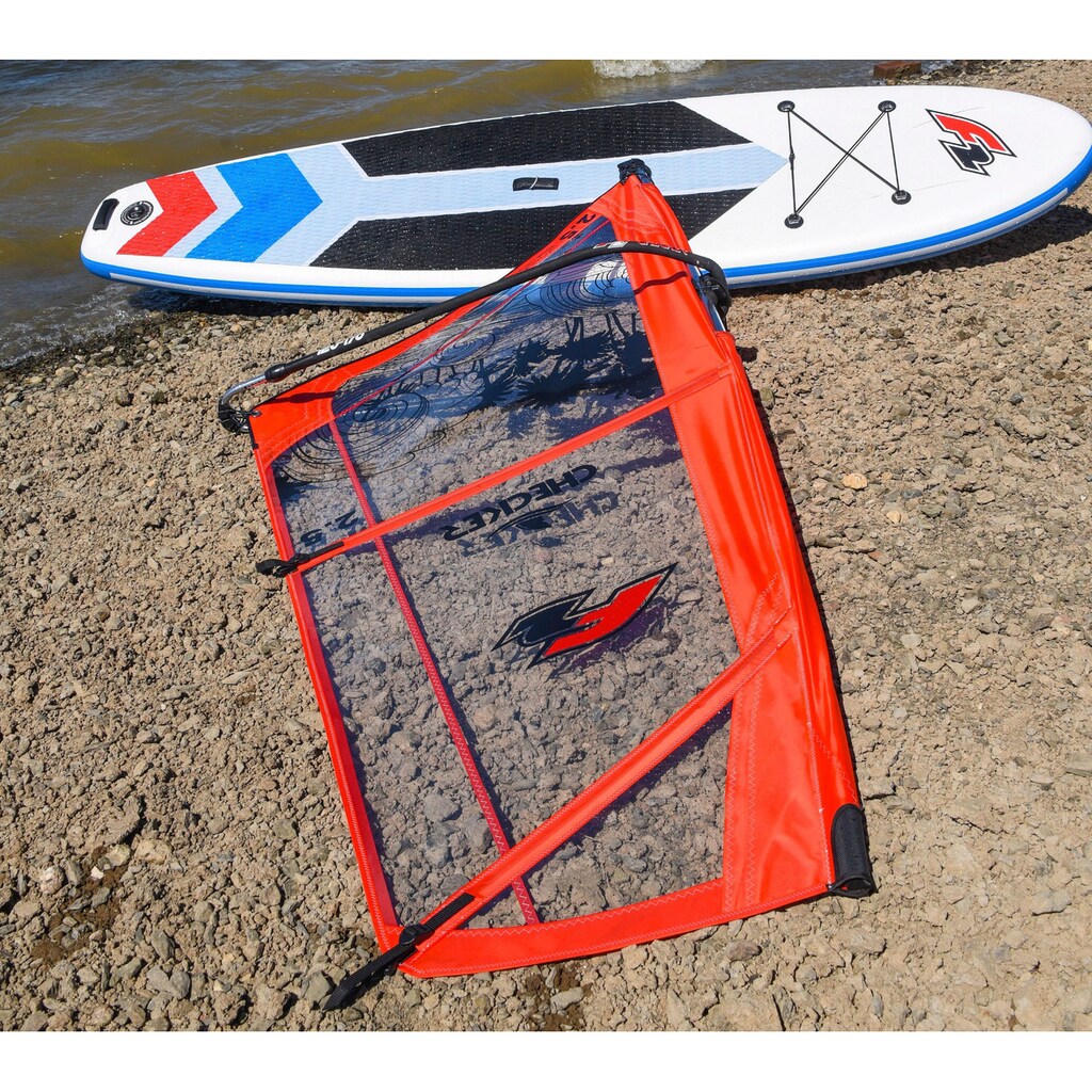 F2 Windsurfboard »Ride WS 10,5 Set mit Checker Rigg 4,5m²«, (Set, 15 tlg., mit Paddel, Pumpe, Transportrucksack und Segel)