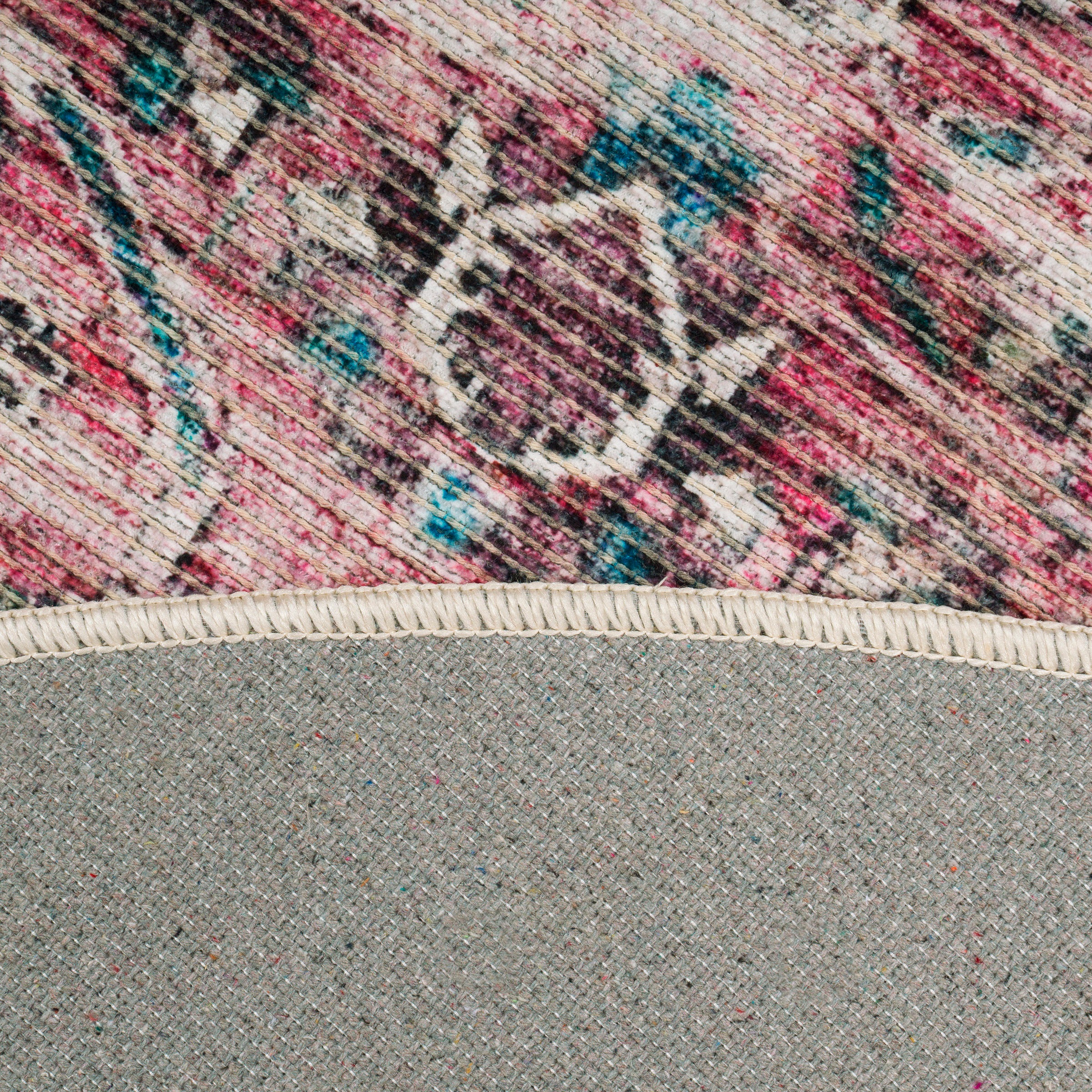 Paco Home Teppich »Lyon 337«, rund, 4 mm Höhe, Kurzflor, Orient-Optik, Vintage Design, waschbar