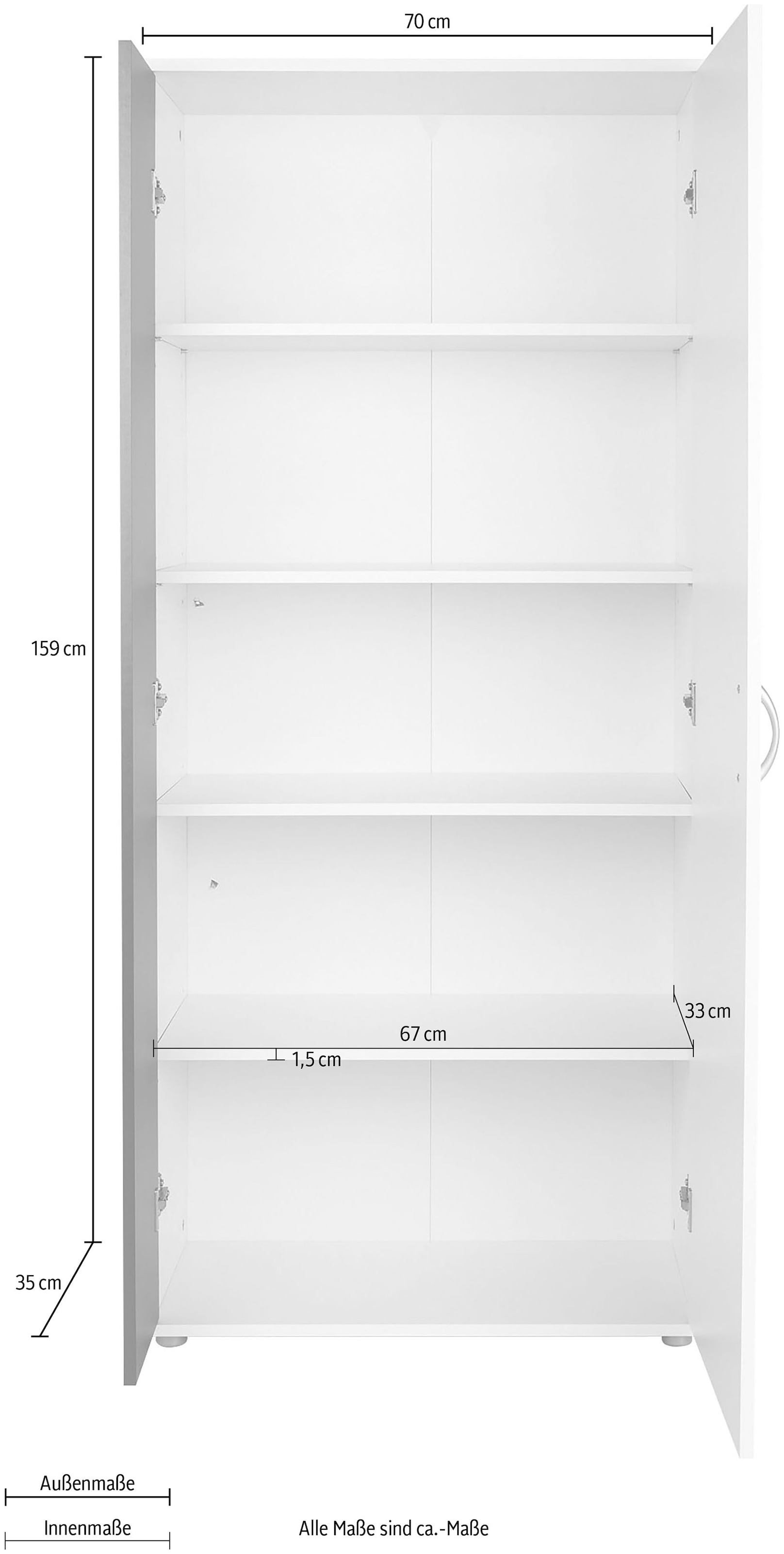 INOSIGN Kleiderschrank »Wien, Kinderkleiderschrank«, Mehrzweckschrank, Melamin-Oberfläche, Einlegeböden höhenverstellbar