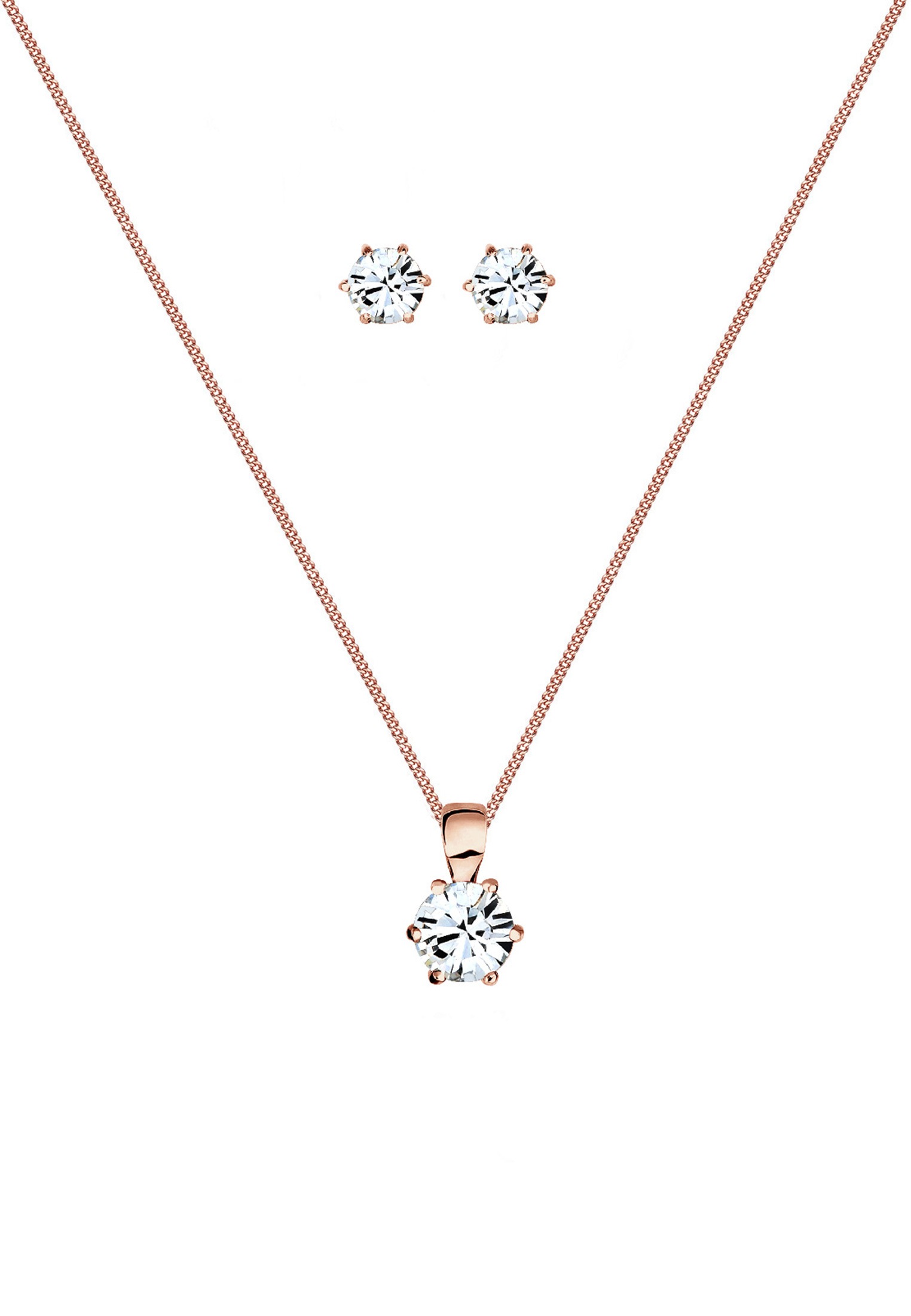 Elli Ohrring und Ketten Set »Schmuckset Stecker und Kette Rund 925 Sterling Silber, mit Kristallen von Swarovski®« ()