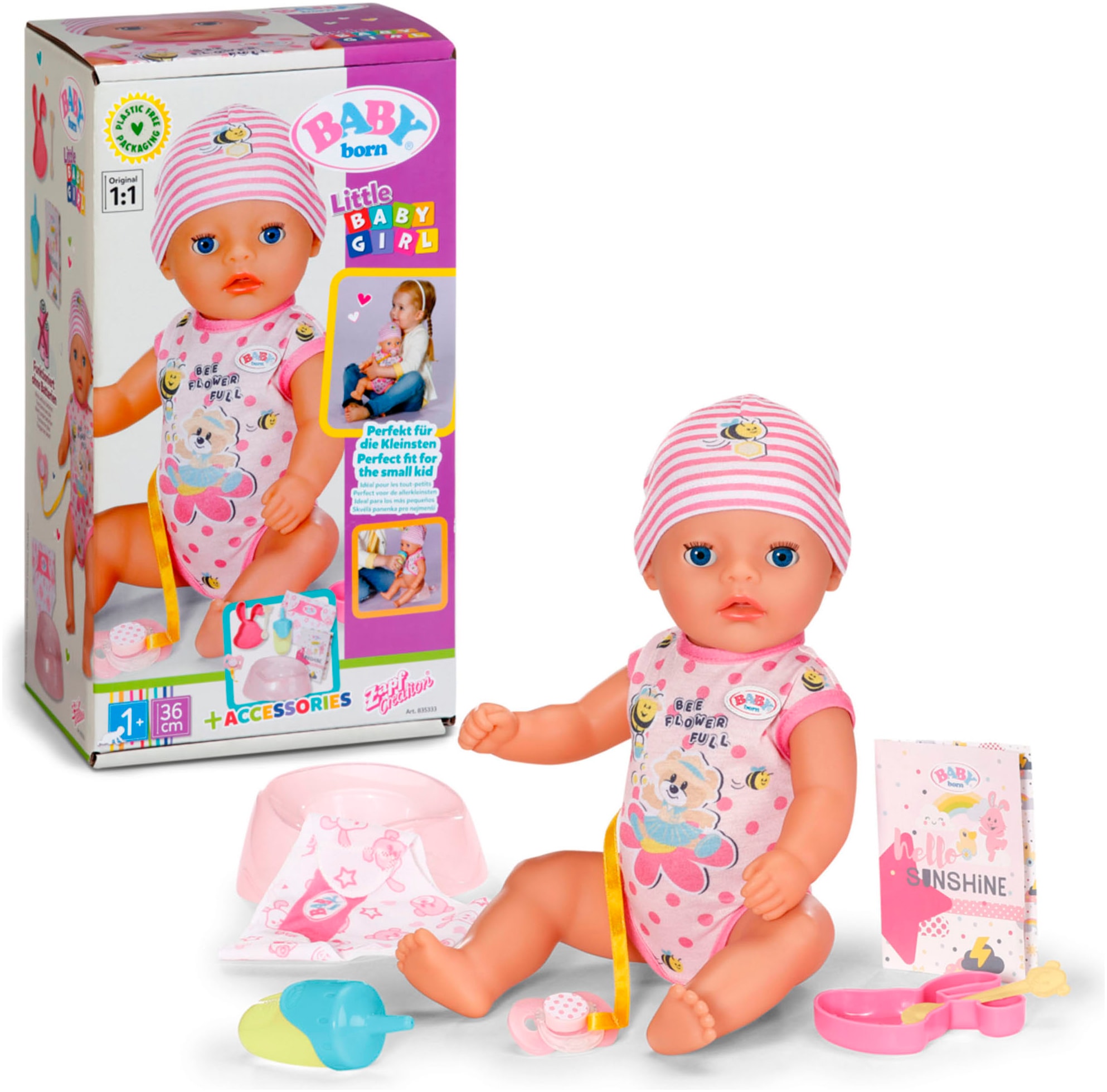 Baby Born Babypuppe »Little Baby Girl 36 cm«, mit 7 Funktionen