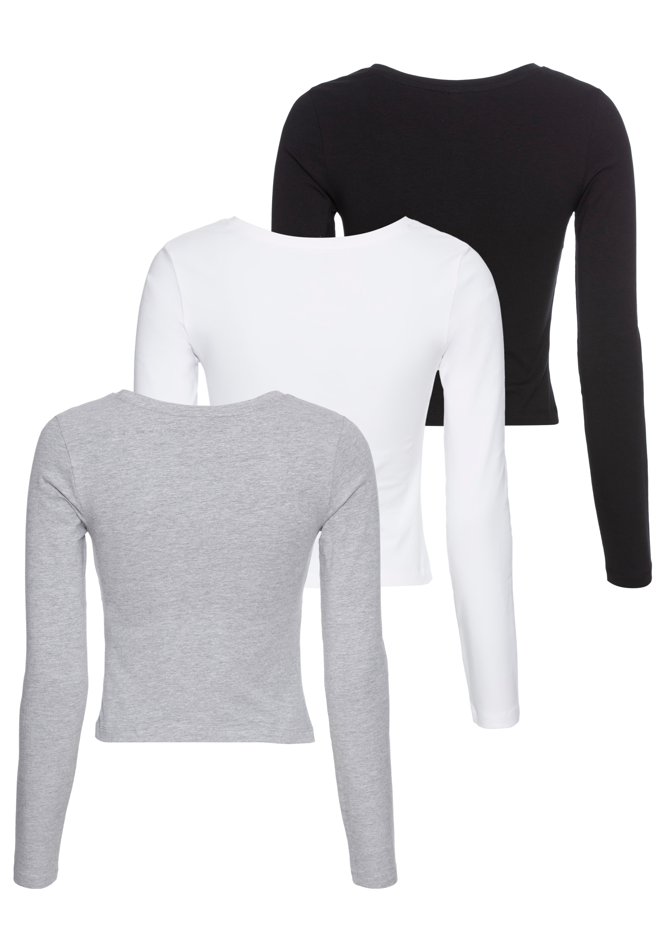 Laura Scott Langarmshirt »cropped«, (3-er Pack), in modischer Kurzform, Jersey