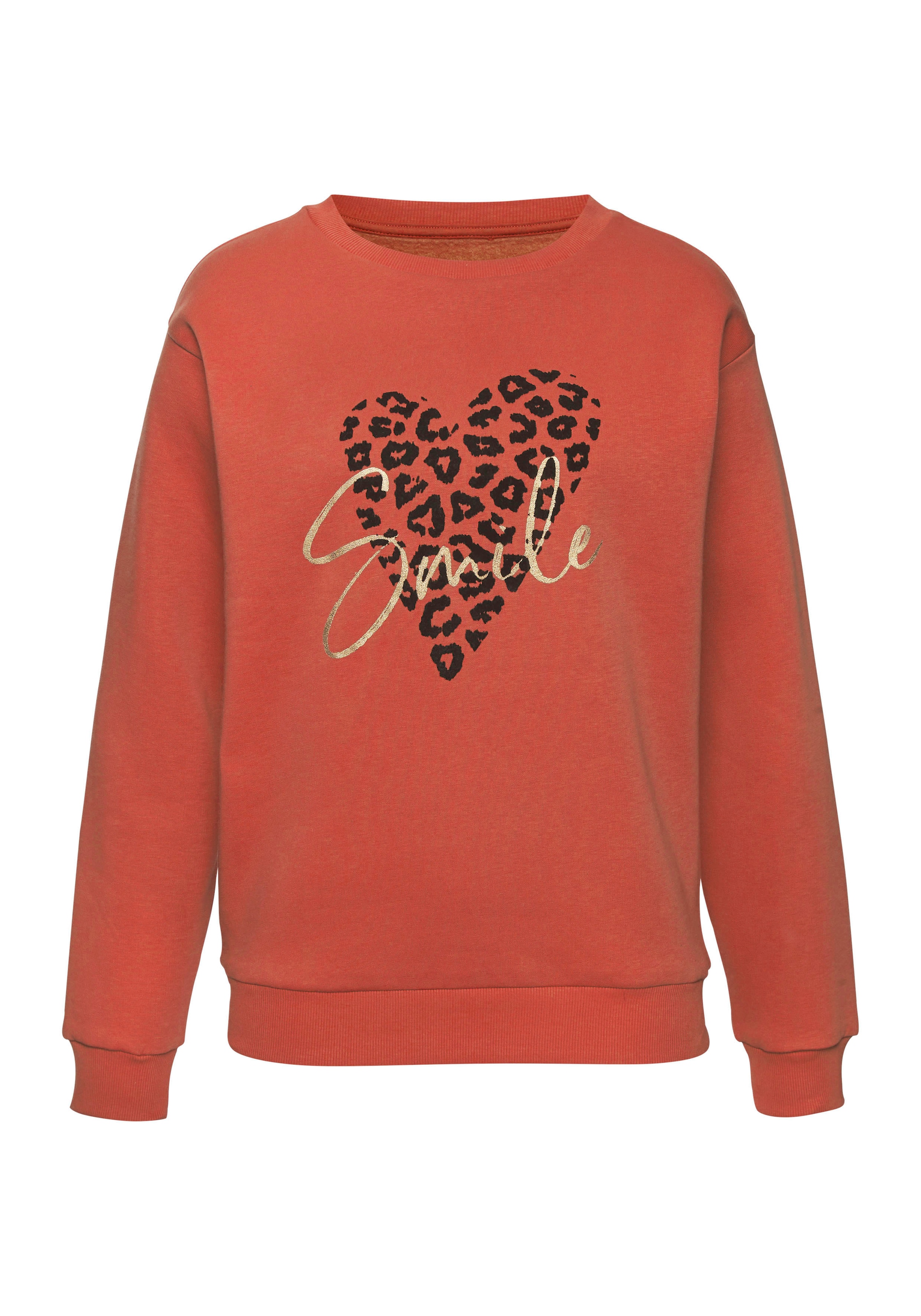 LASCANA Sweatshirt, Loungehirt mit Herz-Leo-Druck, Loungewear