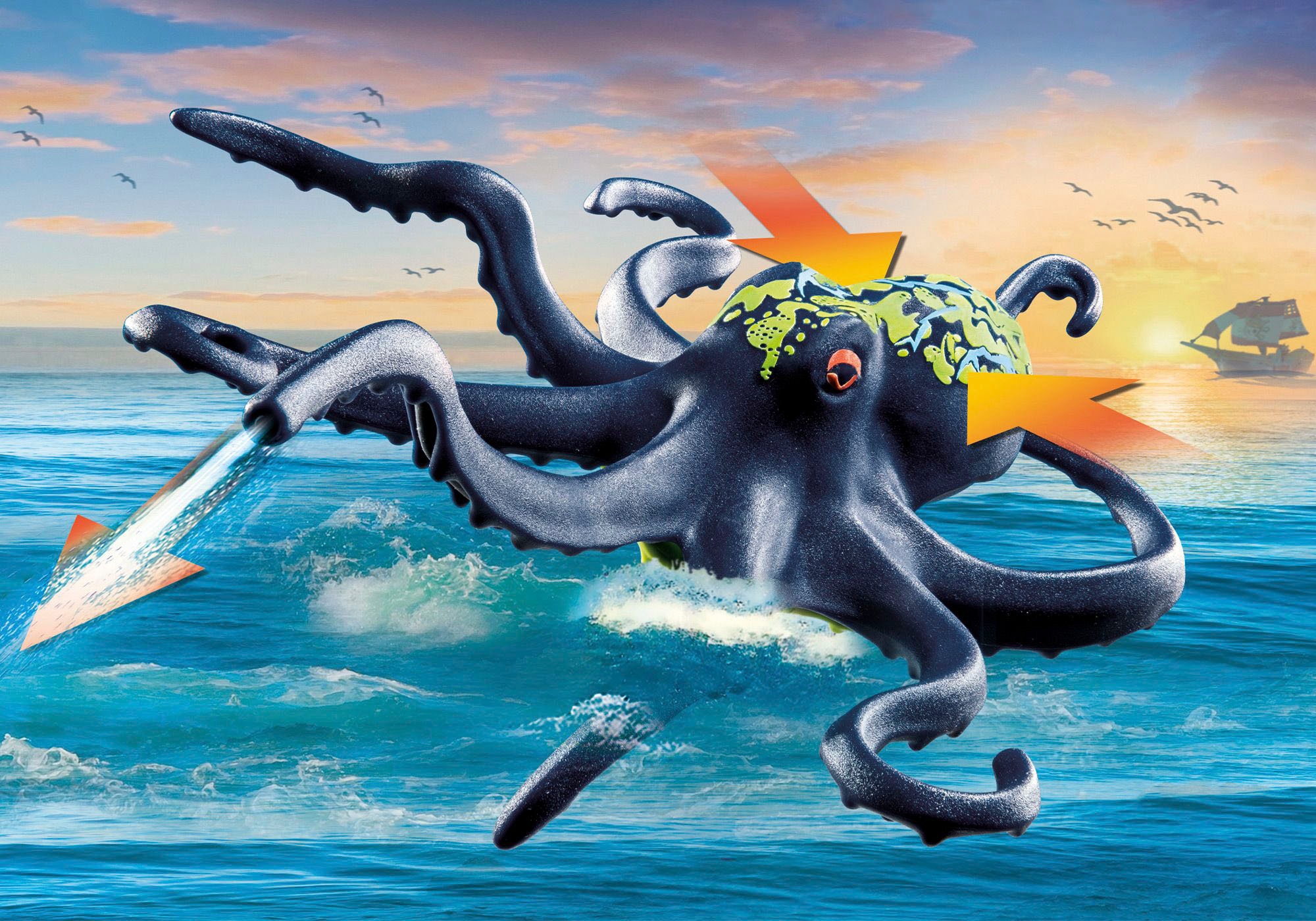 Playmobil® Konstruktions-Spielset »Kampf gegen den Riesenoktopus (71419), Pirates«, (44 St.), Made in Europe