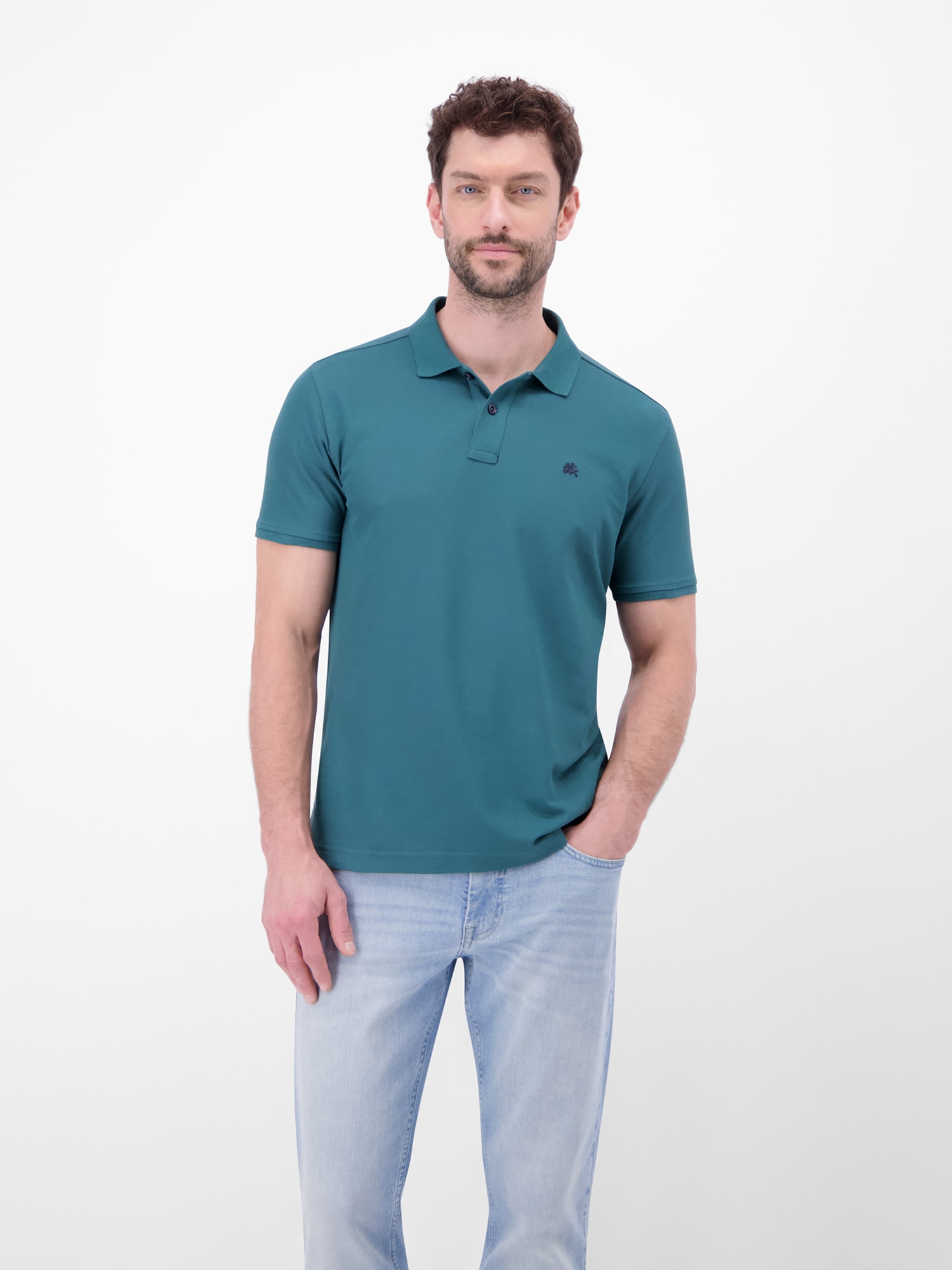 LERROS Poloshirt »Poloshirt, COOL & DRY und Logo-Stitch« Trocknet schnell, angenehm kühl, pflegeleicht, kurzarm, einfarbig