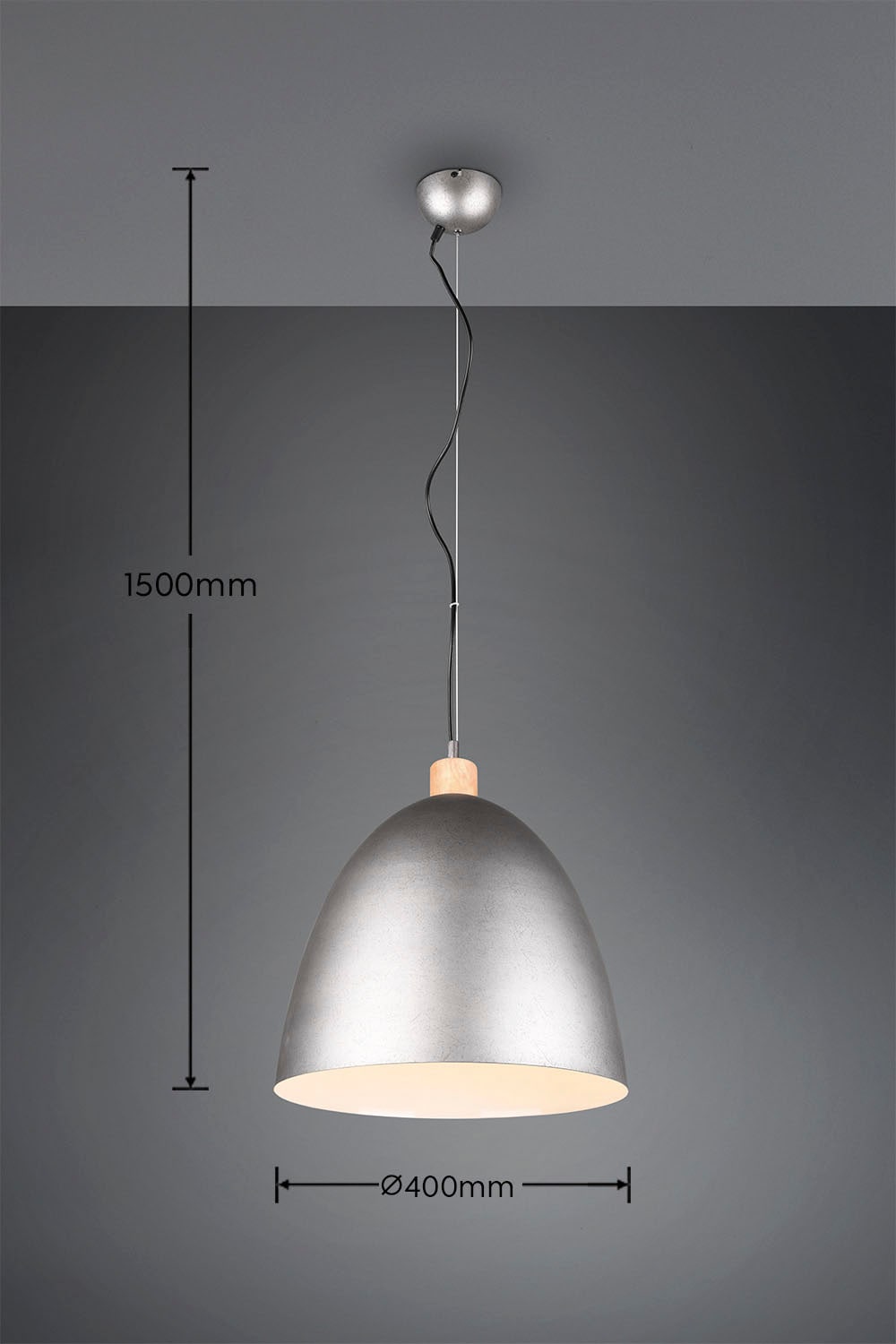 REALITY Leuchten Pendelleuchte »Jagger«, 1 flammig, Leuchtmittel E27 | ohne Leuchtmittel, Hängelampe Metall + Holzoptik, exkl 1xE27 max 60W, höhenverstellbar
