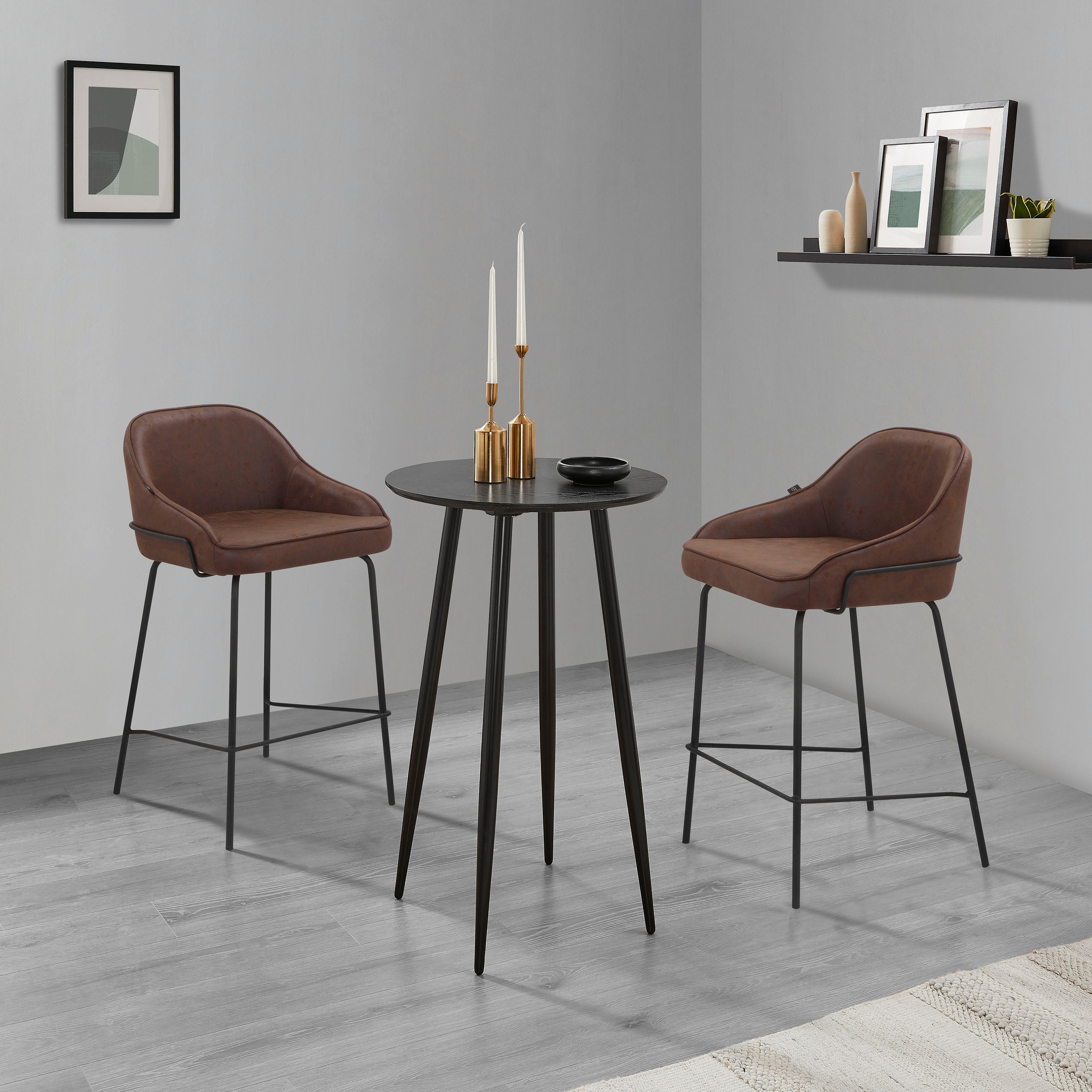 Leonique 4-Fußstuhl »Puant«, 2 St., Luxus-Microfaser, mit Stoff aus Polyester/recyceltem Polyester, Sitzhöhe 65 cm