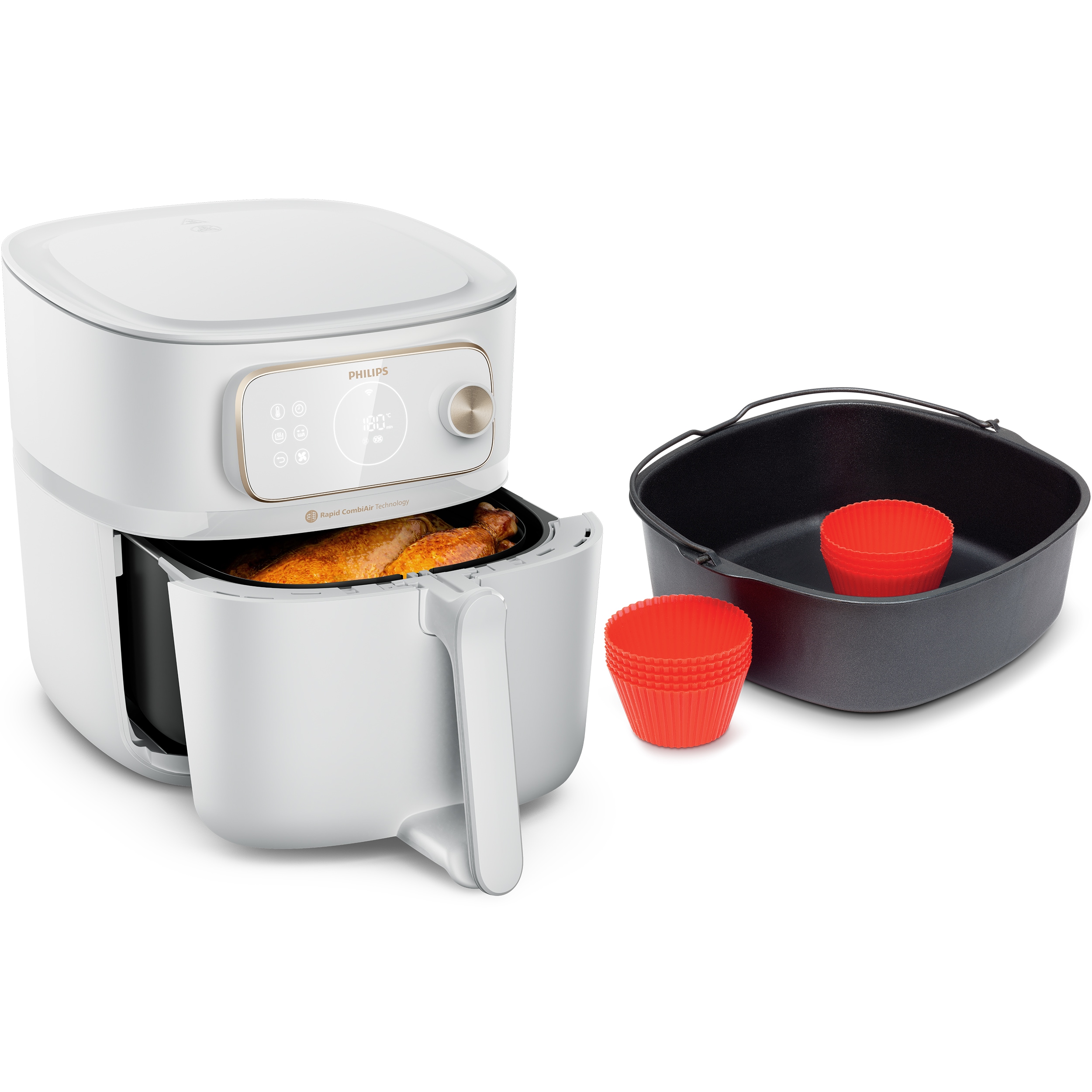 Philips Heißluftfritteuse »Airfryer XXL Kombi HD9876/90, mit 8,3 l, Rapid CombiAir Technologie« 2200 W Fassungsvermögen 8,3 l 22 Kochfunktionen,...