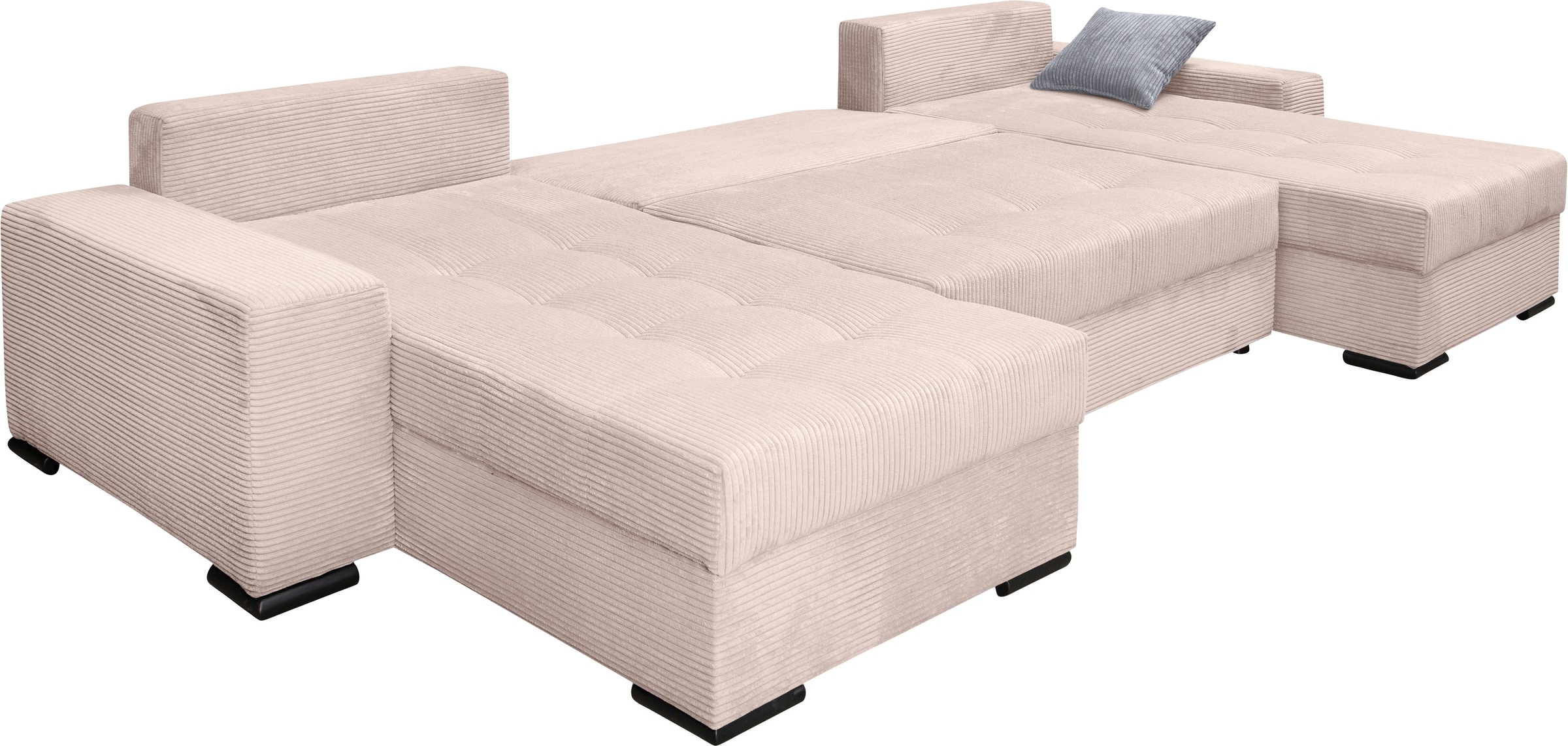 COLLECTION AB Wohnlandschaft »Josy XL U-Form, B: 313 cm in Cord, Cord-Mix« mit Bettfunktion, Bettkasten & 2 Zierkissen, Federkern