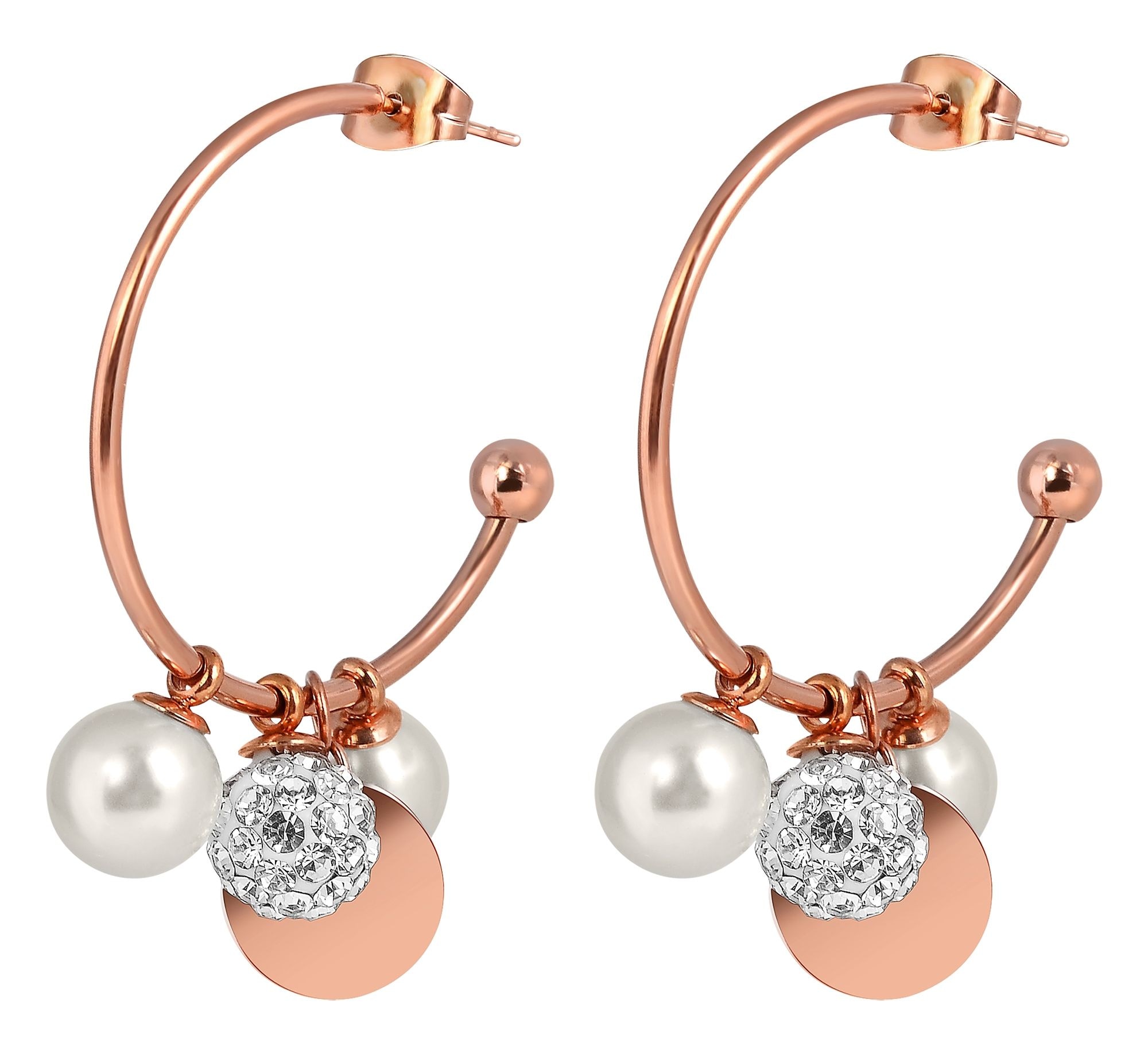 Adelia´s Paar Creolen »Damen Ohrringe ¿ Creole aus Edelstahl mit Perle«