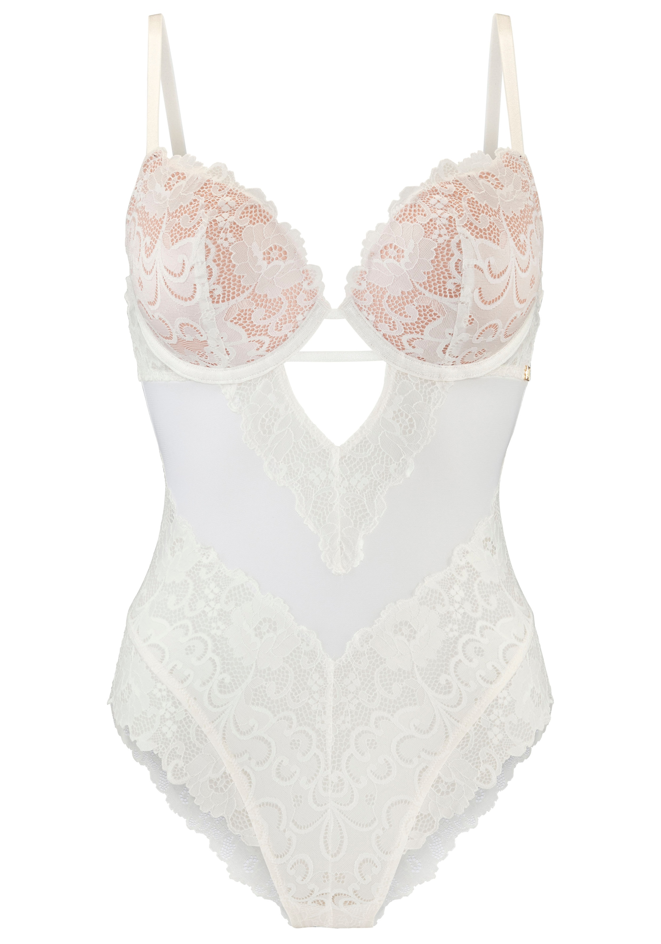 JETTE Body, aus floraler Spitze mit Push-up-Effekt, sexy Dessous, Reizwäsche