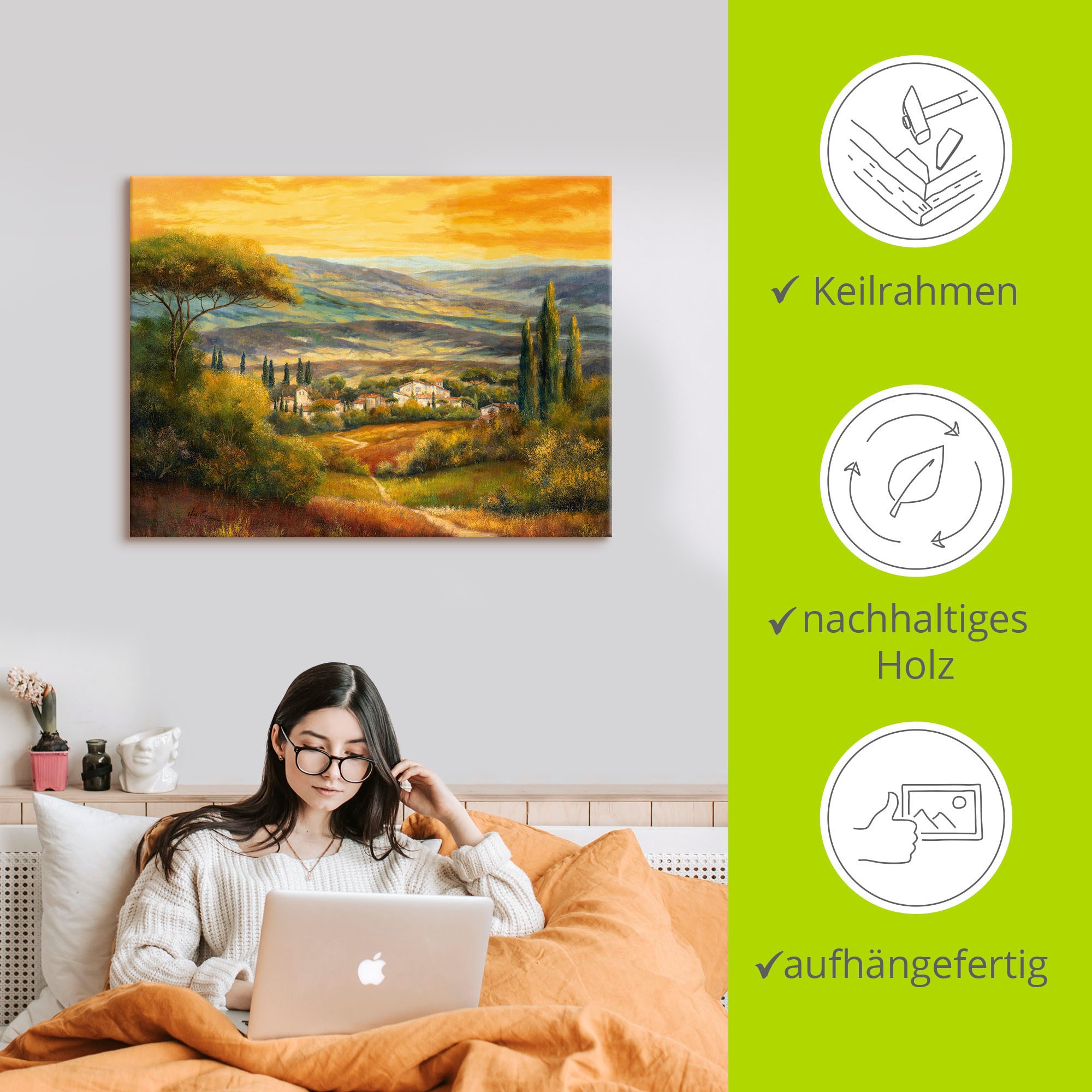Artland Wandbild »Toskanatal«, Europa, (1 St.), als Leinwandbild, Poster, Wandaufkleber in verschied. Größen