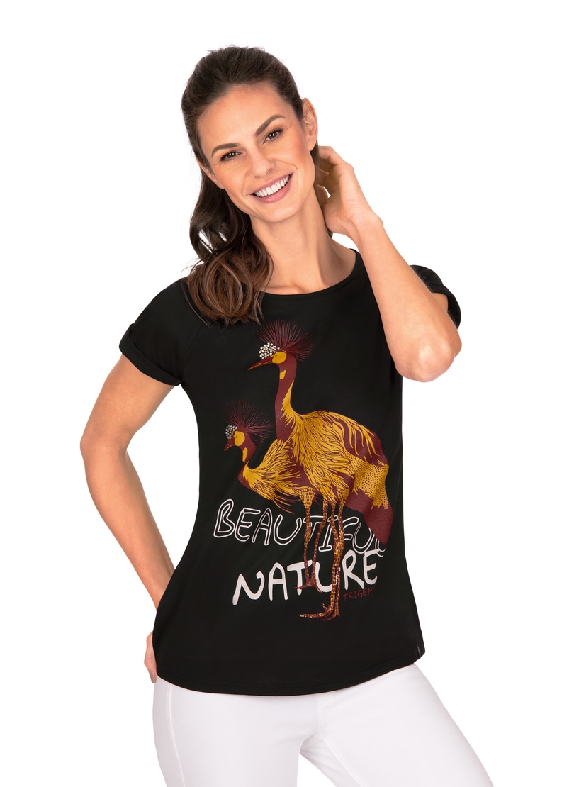 Trigema Kurzarmshirt, mit Strass und Vogelmotiv
