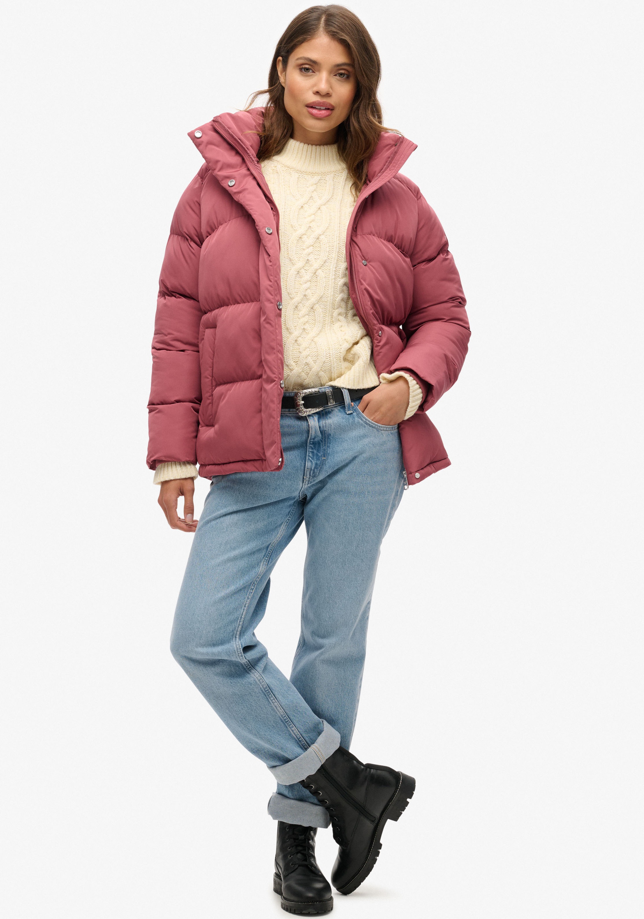 Superdry Steppjacke »MID LENGTH PUFFER JACKET«, mit Kapuze