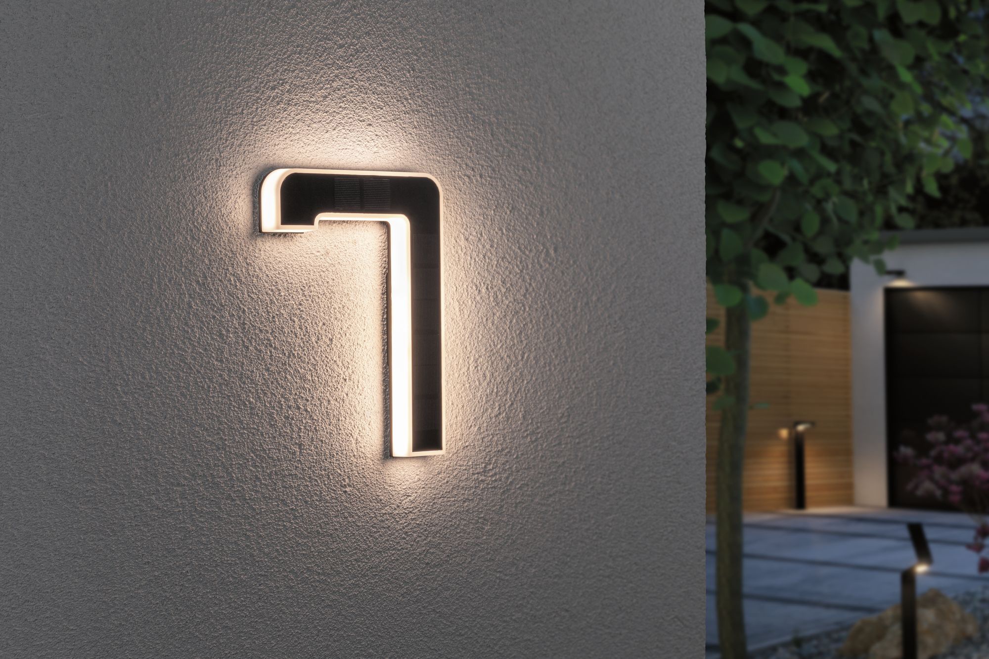 Paulmann LED Außen-Wandleuchte »Solar Hausnummer«, 1 flammig, Leuchtmittel LED-Modul | LED fest integriert, LED-Modul, Hausnummern, Buchstaben wählbar, Akku wechselbar