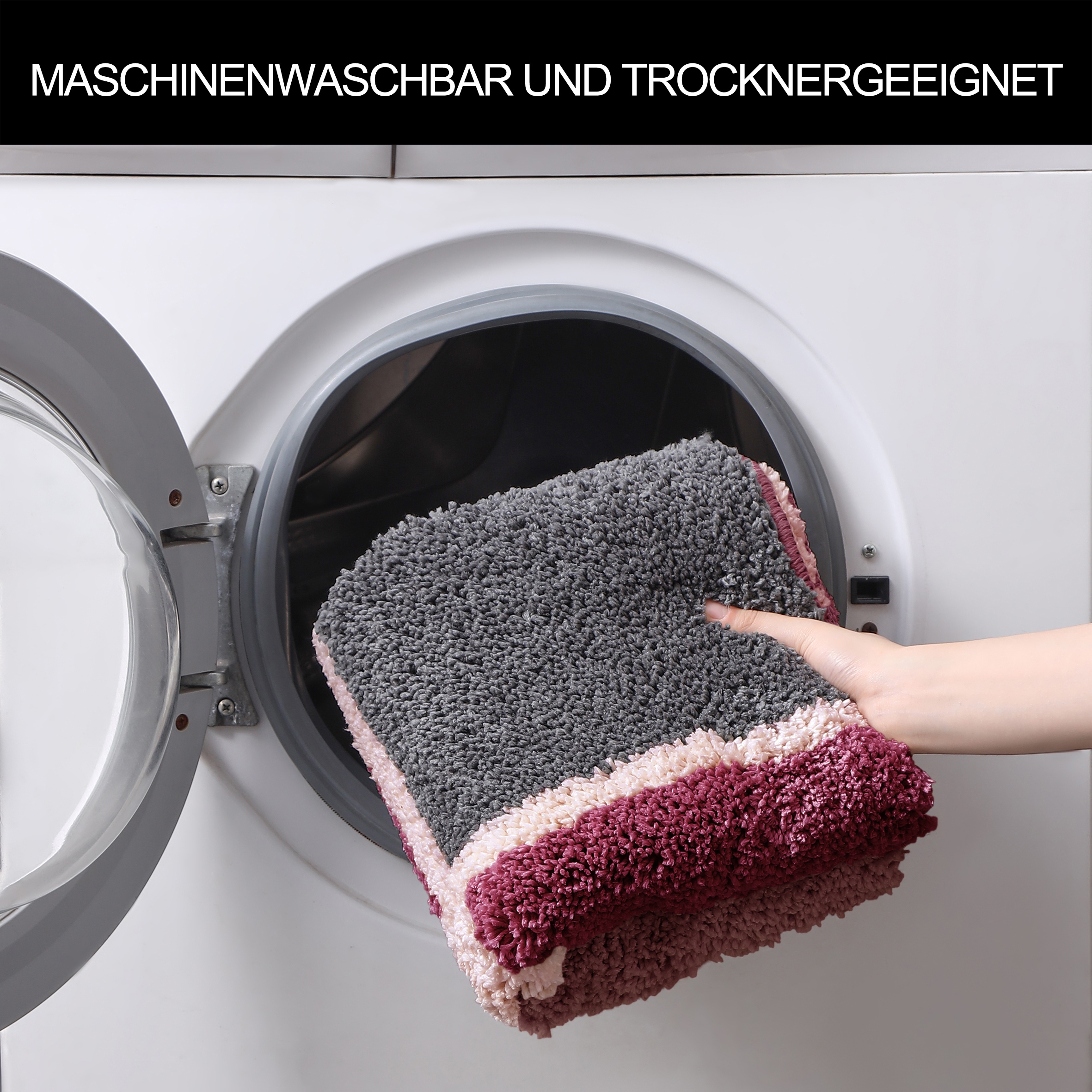 my home Badematte »Anna mit Kachelmuster, Badvorleger, Badezimmer Teppich, Duschvorleger« Höhe 20 mm rutschhemmend beschichtet strapazierfähig Badteppich, Hoch-Tief Effekt, Modern, Weich