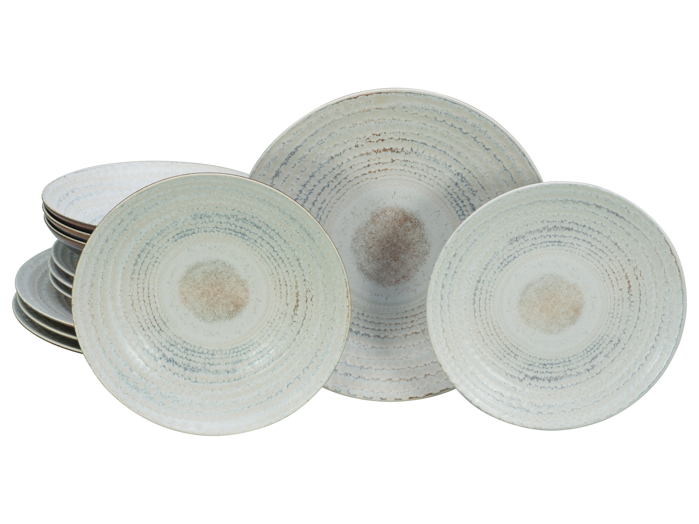 CreaTable Teller-Set »Neapel, Service 12-tlg.« Teller Set, Edles Tellerset, Vulkanoptik