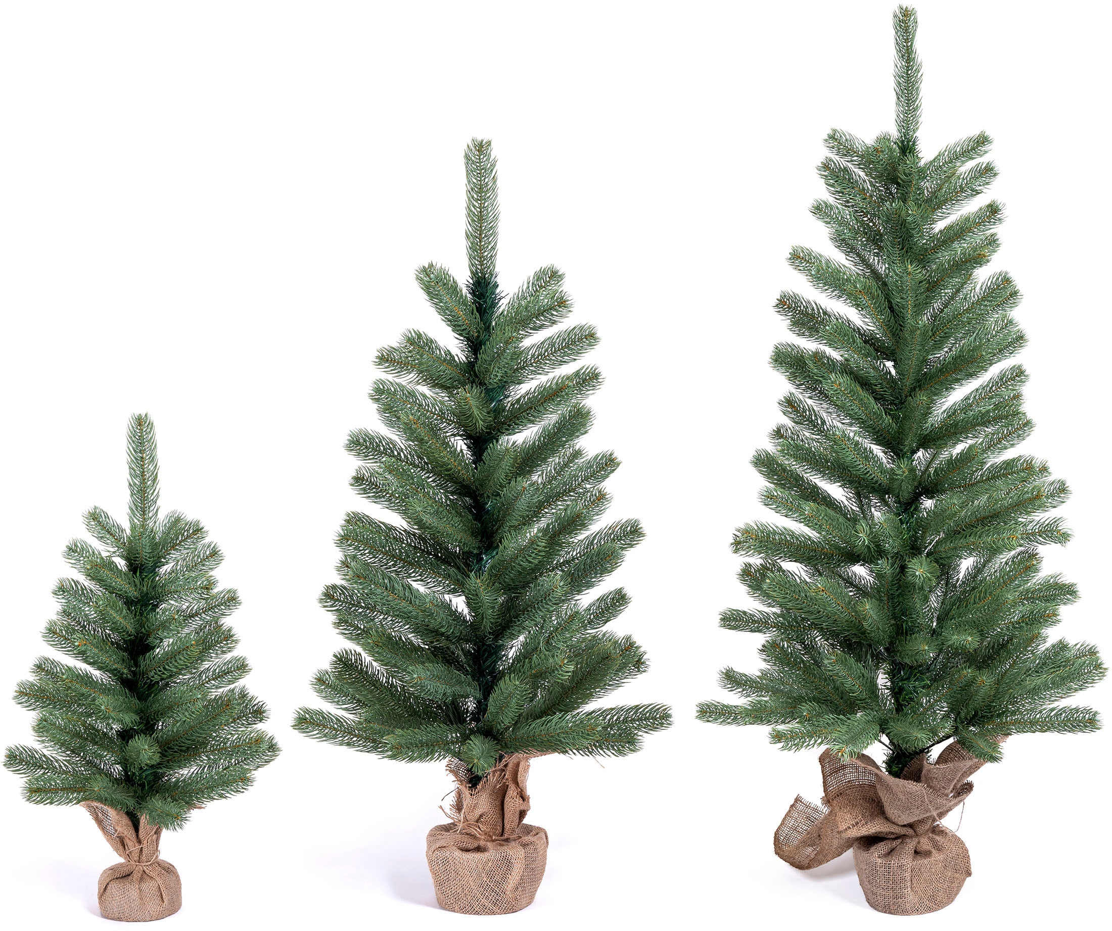 IC Winterworld Künstlicher Weihnachtsbaum »Tannenbaum, künstlicher Christbaum«, Nordmanntanne, Weihnachtsdeko mit Jutebeutel um den Betonfuß