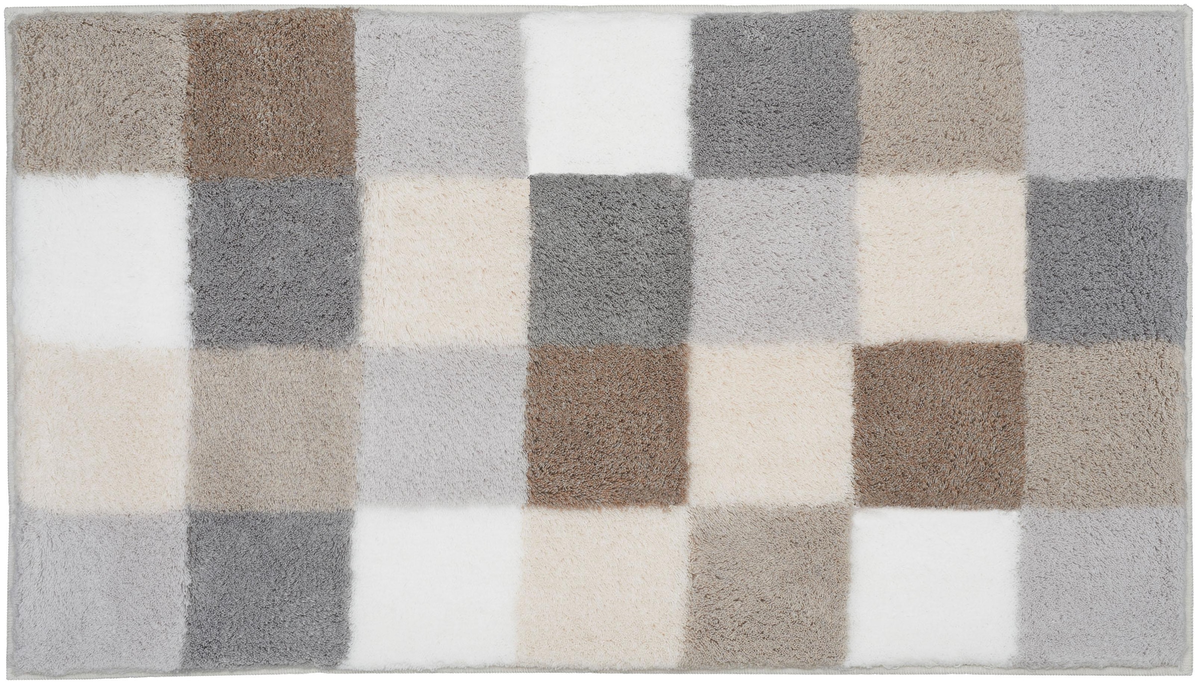 Kleine Wolke Badematte »Caro«, rutschhemmend beschichtet, fußbodenheizungsgeeignet, Badteppich, modernes Karo-Muster, Pastell-Farben, waschbar