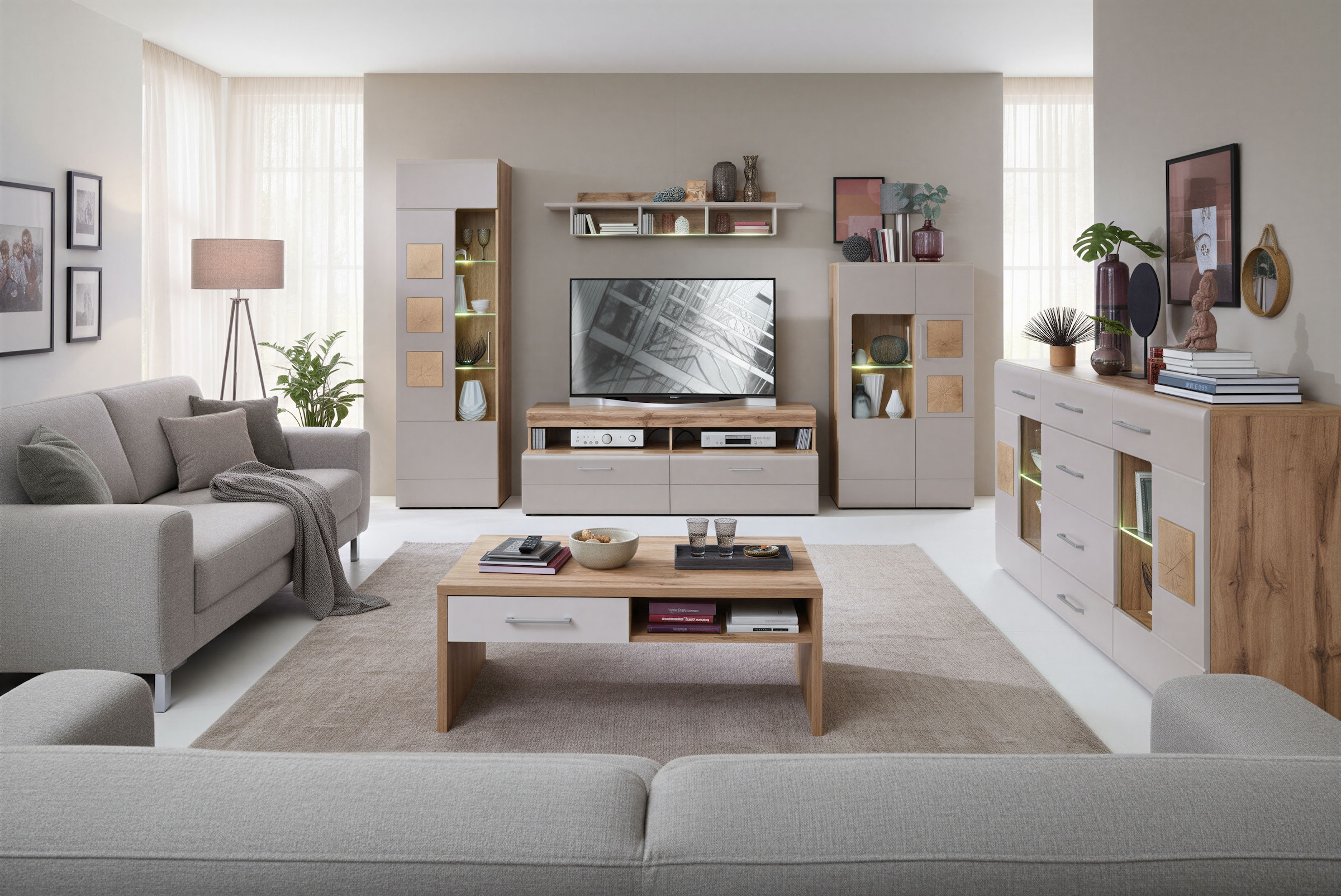 Innostyle Couchtisch »Couchtisch SINFONIE, 110/40/64 cm BxHxT« 1 Stk. tlg. 2 Schubkästen mit Soft-Close Funktion, 2 offene Fächer