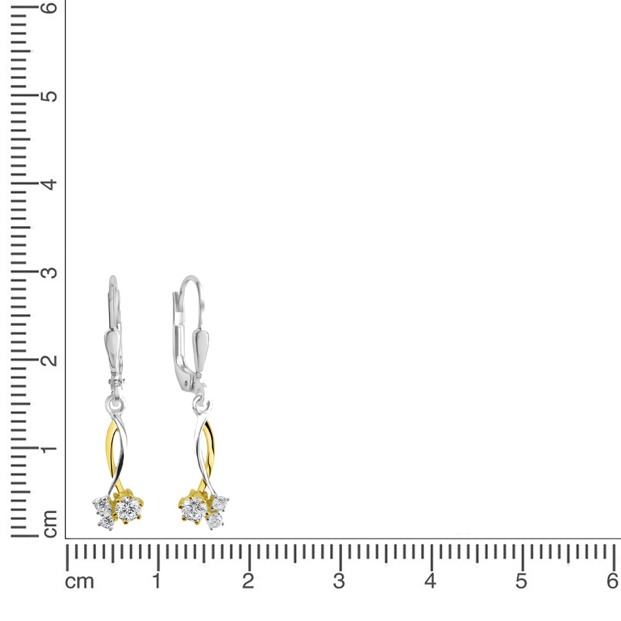Firetti Paar Ohrhänger »Schmuck Geschenk Silber 925 Ohrschmuck Ohrringe bicolor«, mit Zirkonia (synth.)