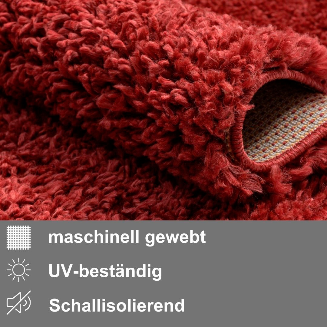 Myflair Möbel & Accessoires Hochflor-Bettumrandung »My Shaggy«, (3 tlg.), Shaggy, Uni-Farben, leicht glänzend, extra flauschig, Läufer-Set
