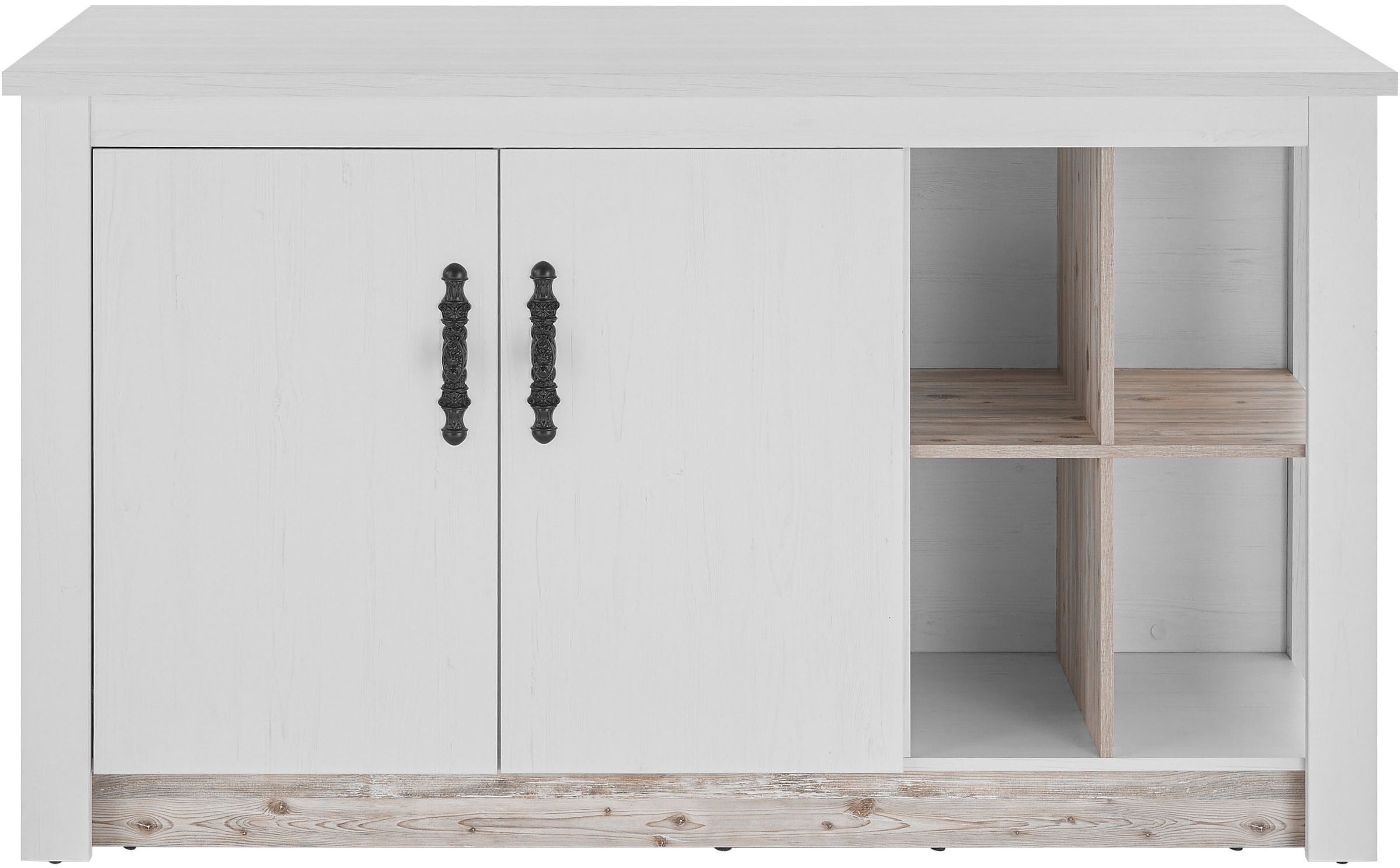 Home affaire Kücheninsel »Florenz, Küchenblock in Pinie Weiß, Kochinsel, Küchenarbeitsblock«, Breite 161 cm, mit verschnörkeltem Metallgriff, Arbeitshöhe 92 cm