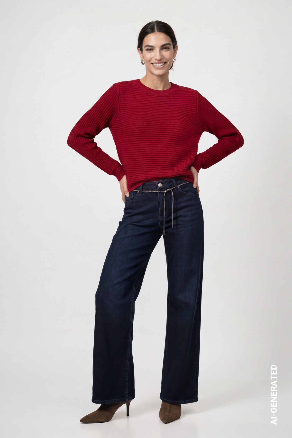 Monari Strickpullover »Pullover Basic monari Rippe« Regular fit mit Rundhalsausschnitt