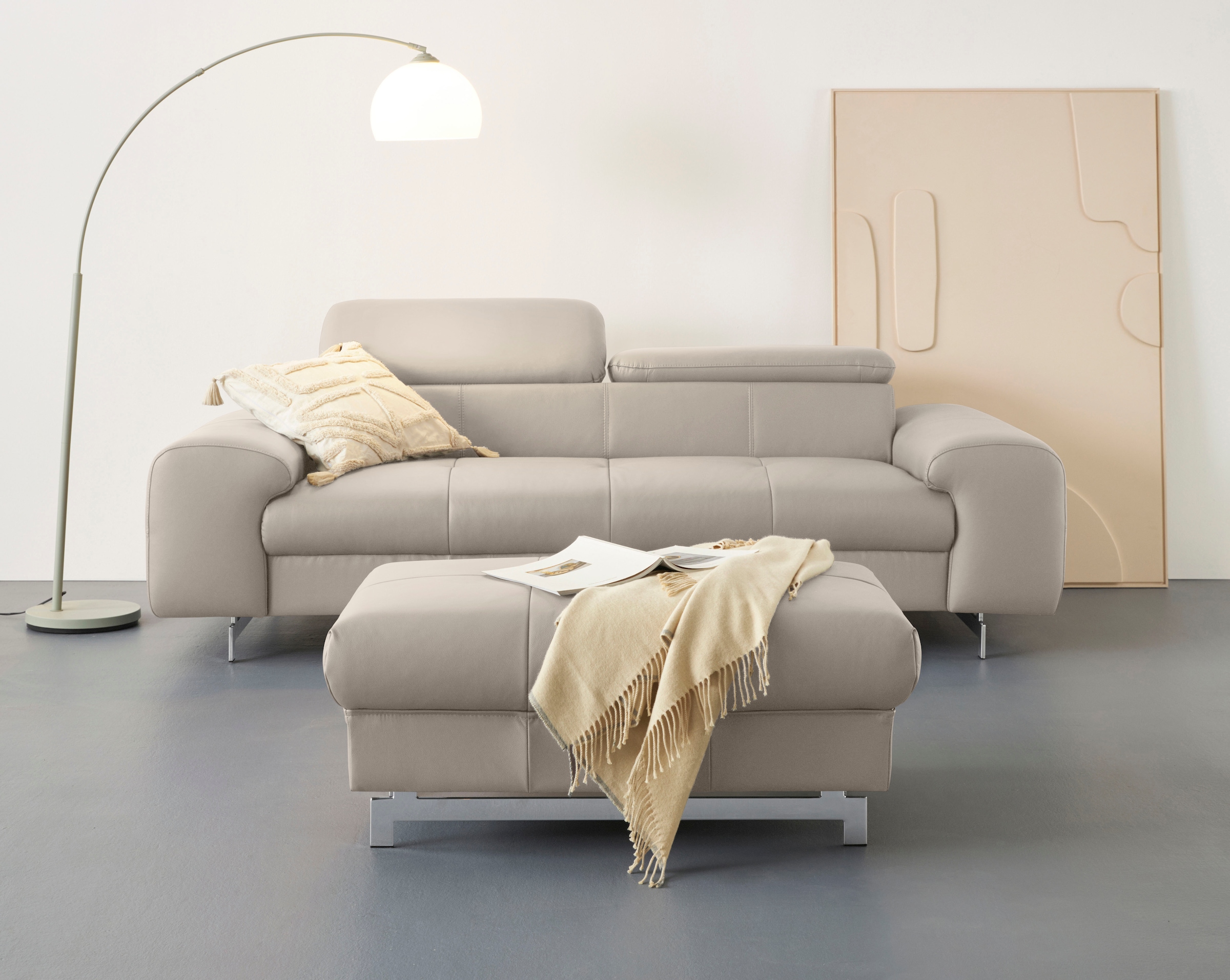 COTTA 3-Sitzer »Chef« Big-Sofa mit Kopfteilverstellung, edle Metallkufen