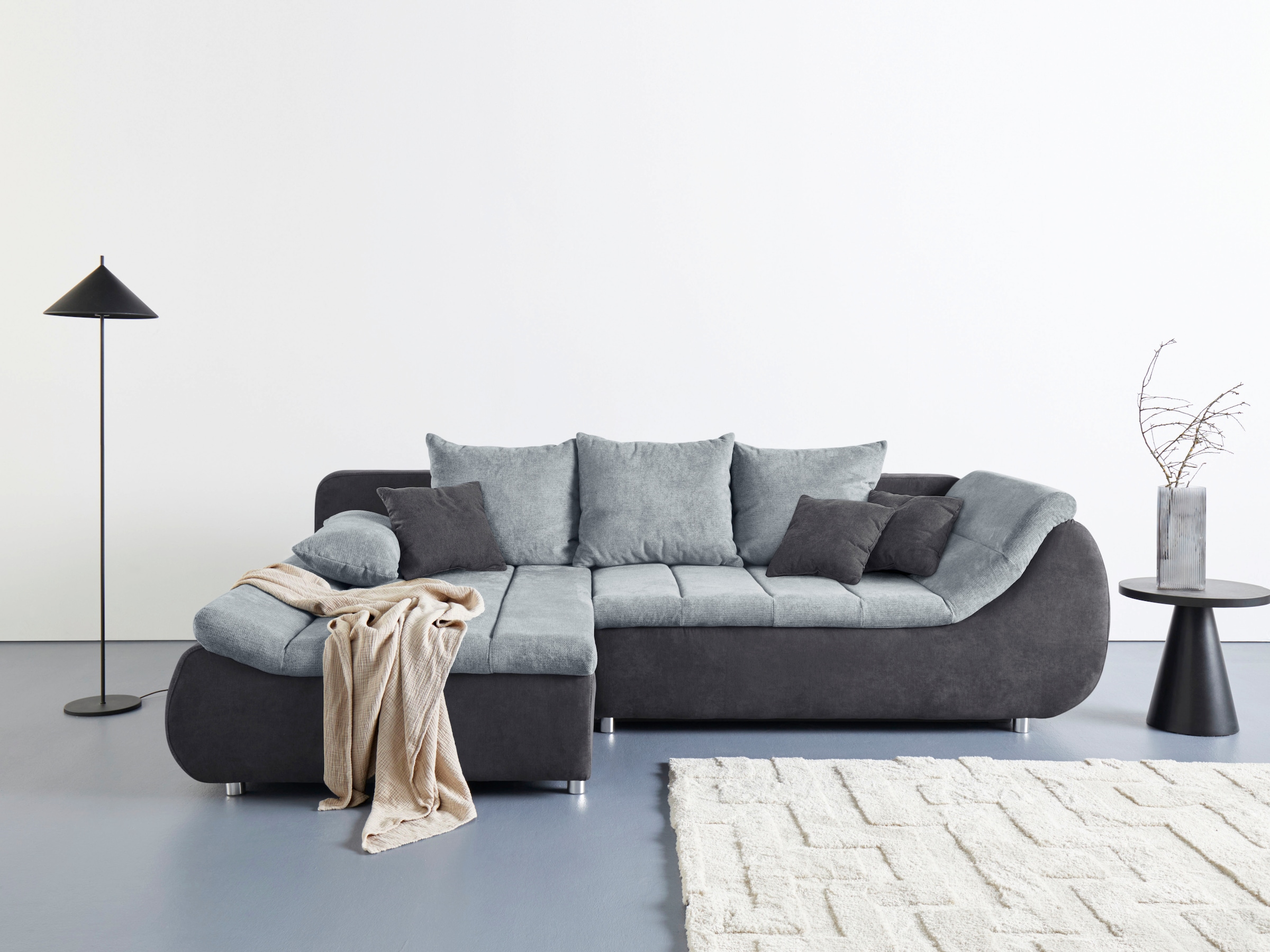 Home affaire Ecksofa »Imola, elegant und modern, aktuelle Steppung im Sitz, bequem, L-Form« frei im Raum stellbar, wahlweise mit Bettfunktion und Bettkasten
