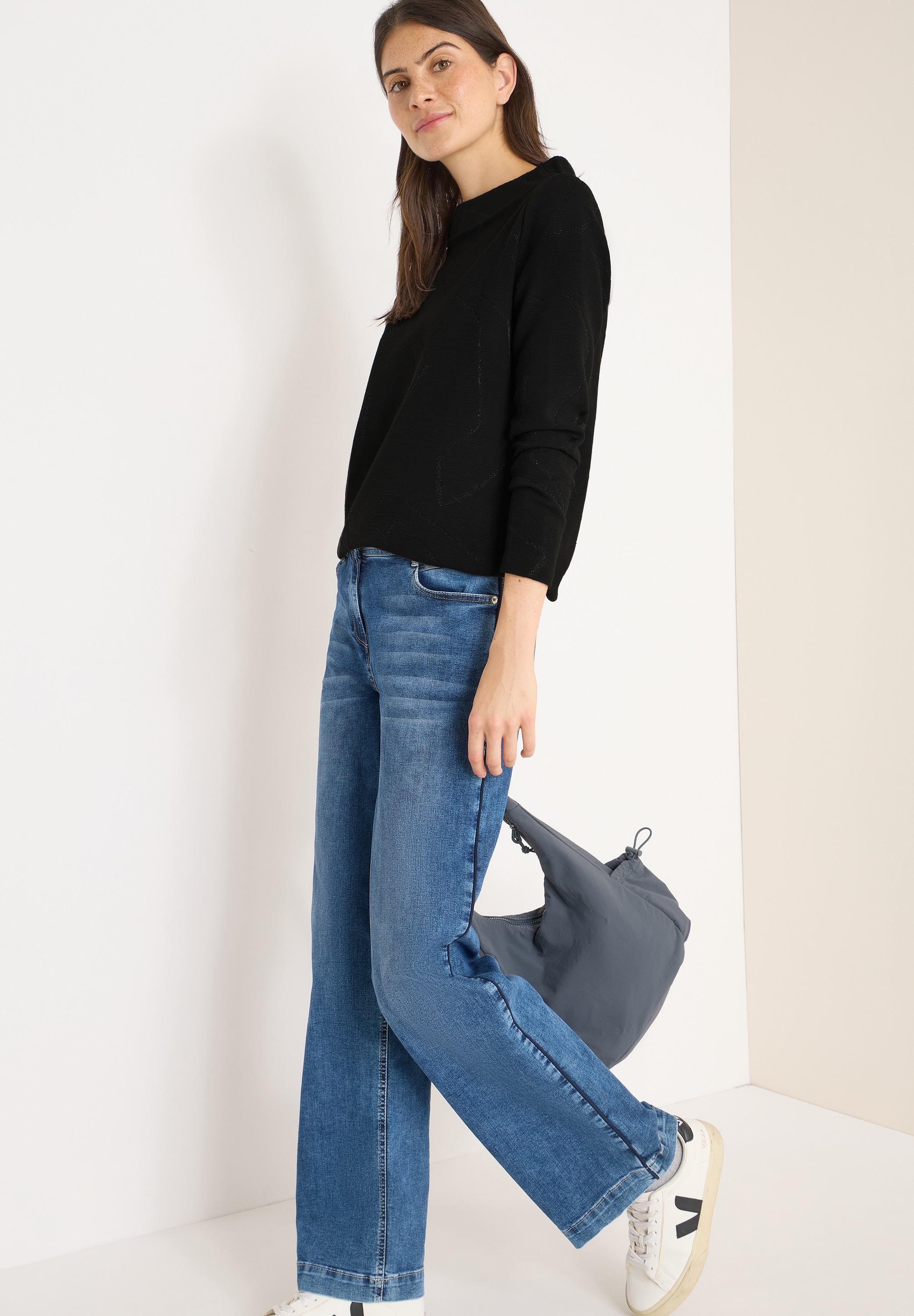 Cecil Stehkragenpullover im Glitzer-Look