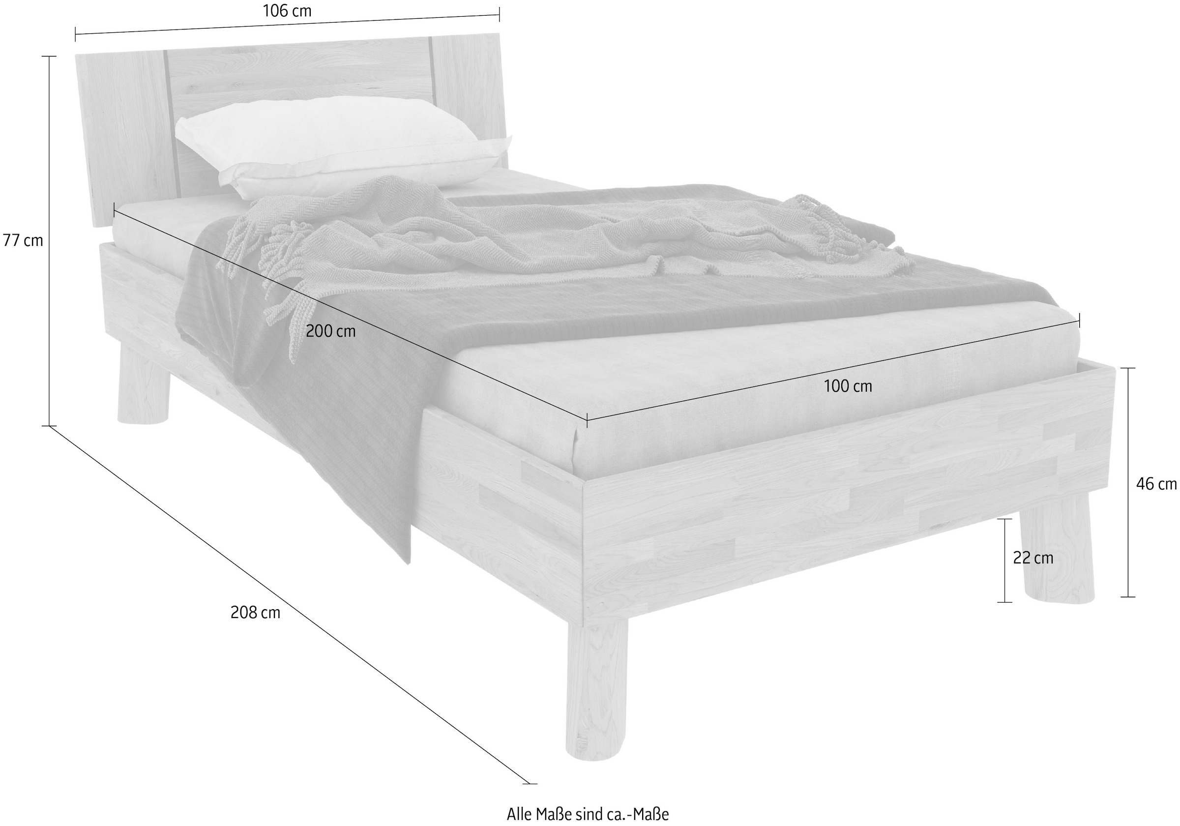 Home affaire Massivholzbett »Chavot II« wahlweise in Kernbuche oder Wildeiche erhältlich