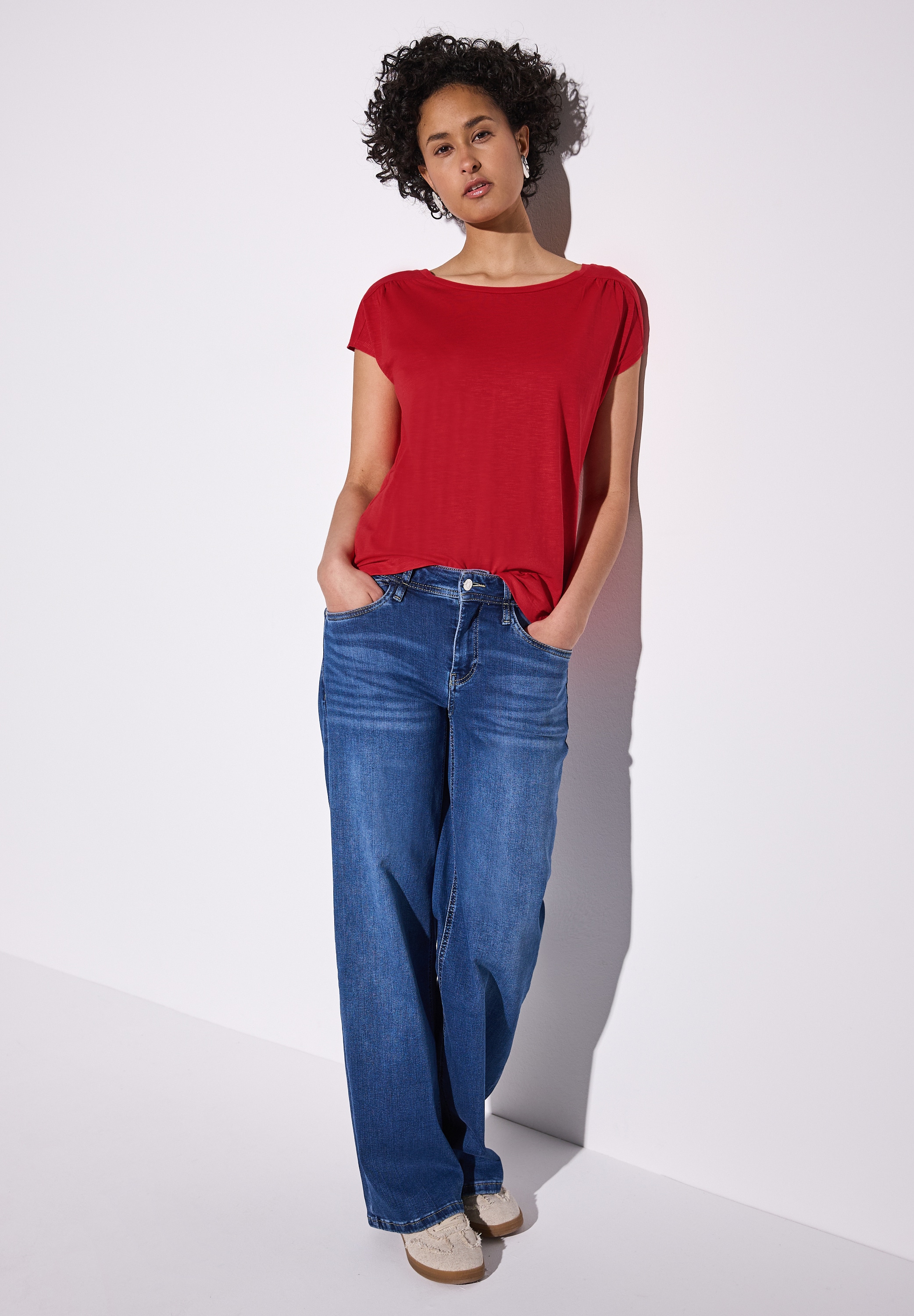 STREET ONE Shirttop, mit Raffung an der Schulter