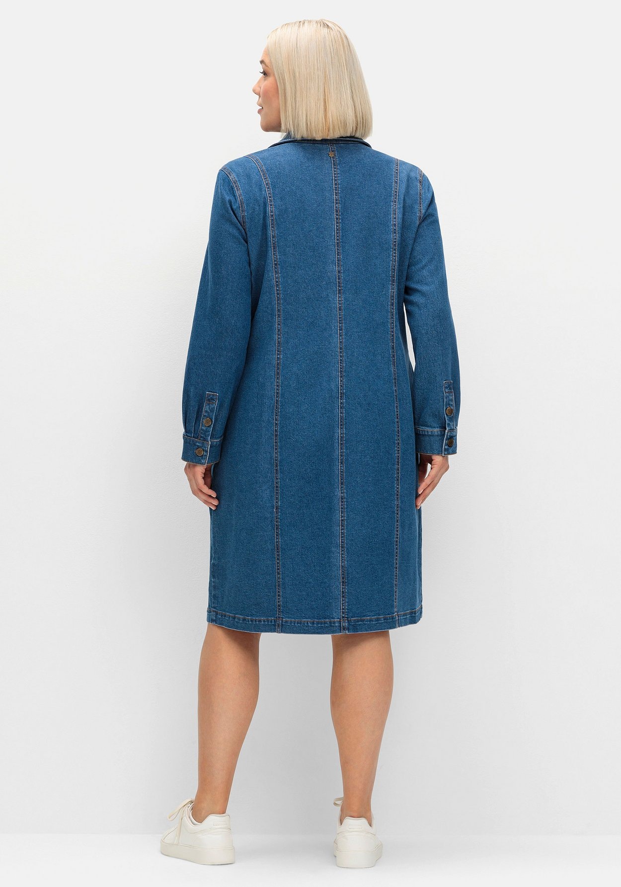 Sheego Jeanskleid »Jeanskleid mit Hemdkragen und Druckknopfleiste«