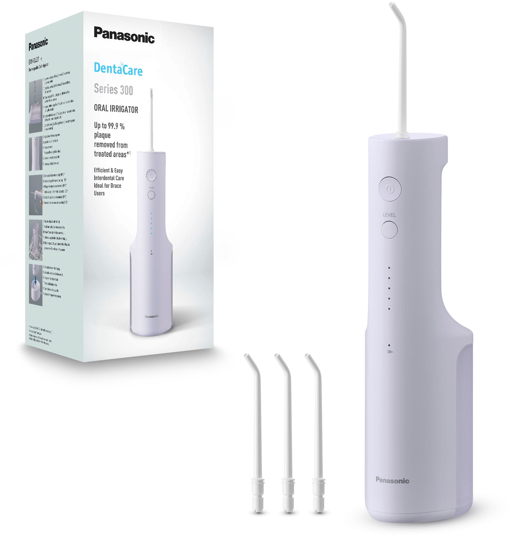 Panasonic Munddusche »EW-DJ27-V303« 4 Stk. Aufsätze Kabellos, 5 Stufen, 200 ml Wassertank, kontaktloses Laden in lila