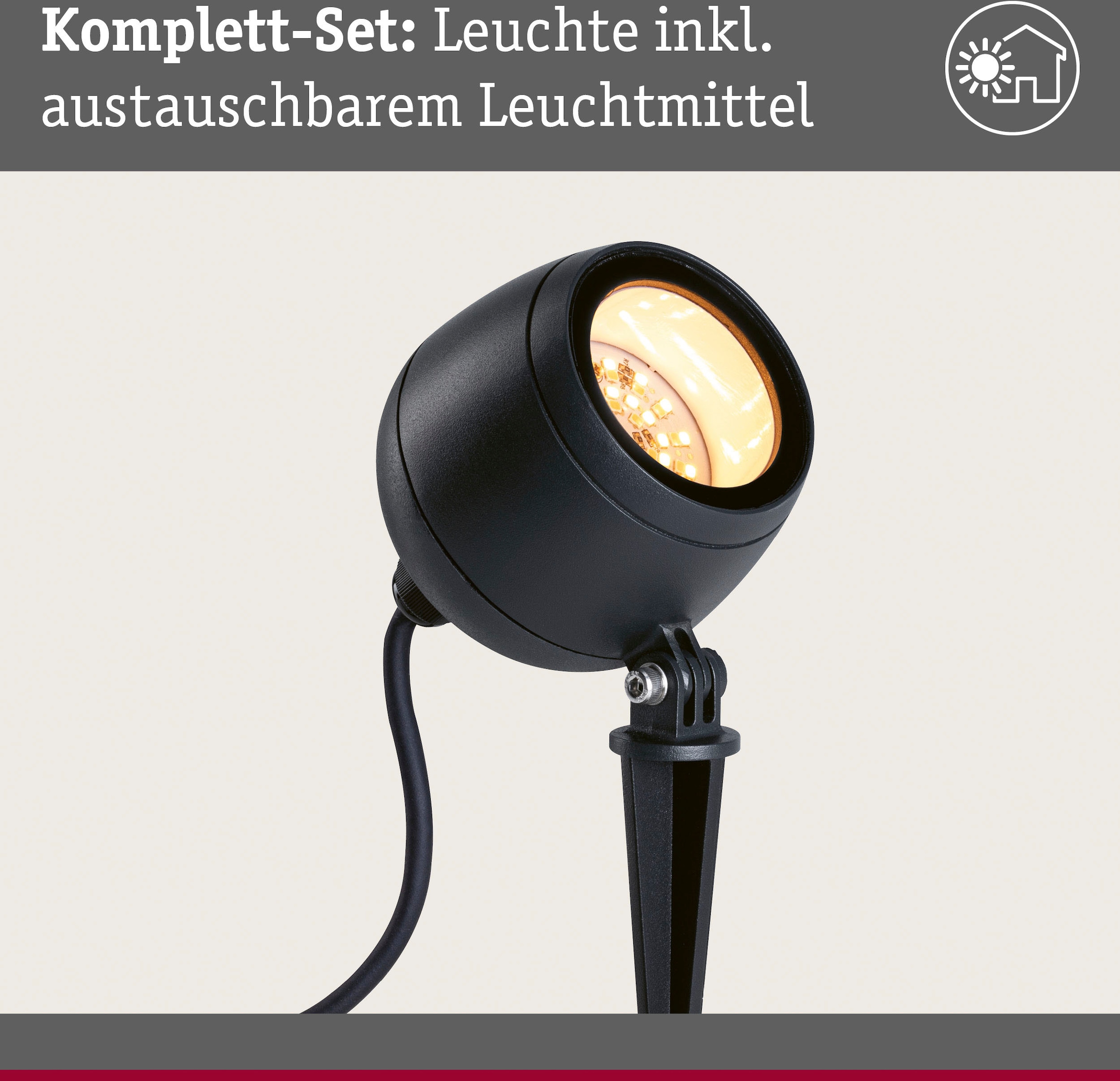 Paulmann LED Gartenleuchte »Outdoor 230V Spot Kikolo Insect friendly ZigBee«, 1 flammig, Insektenfreundlich