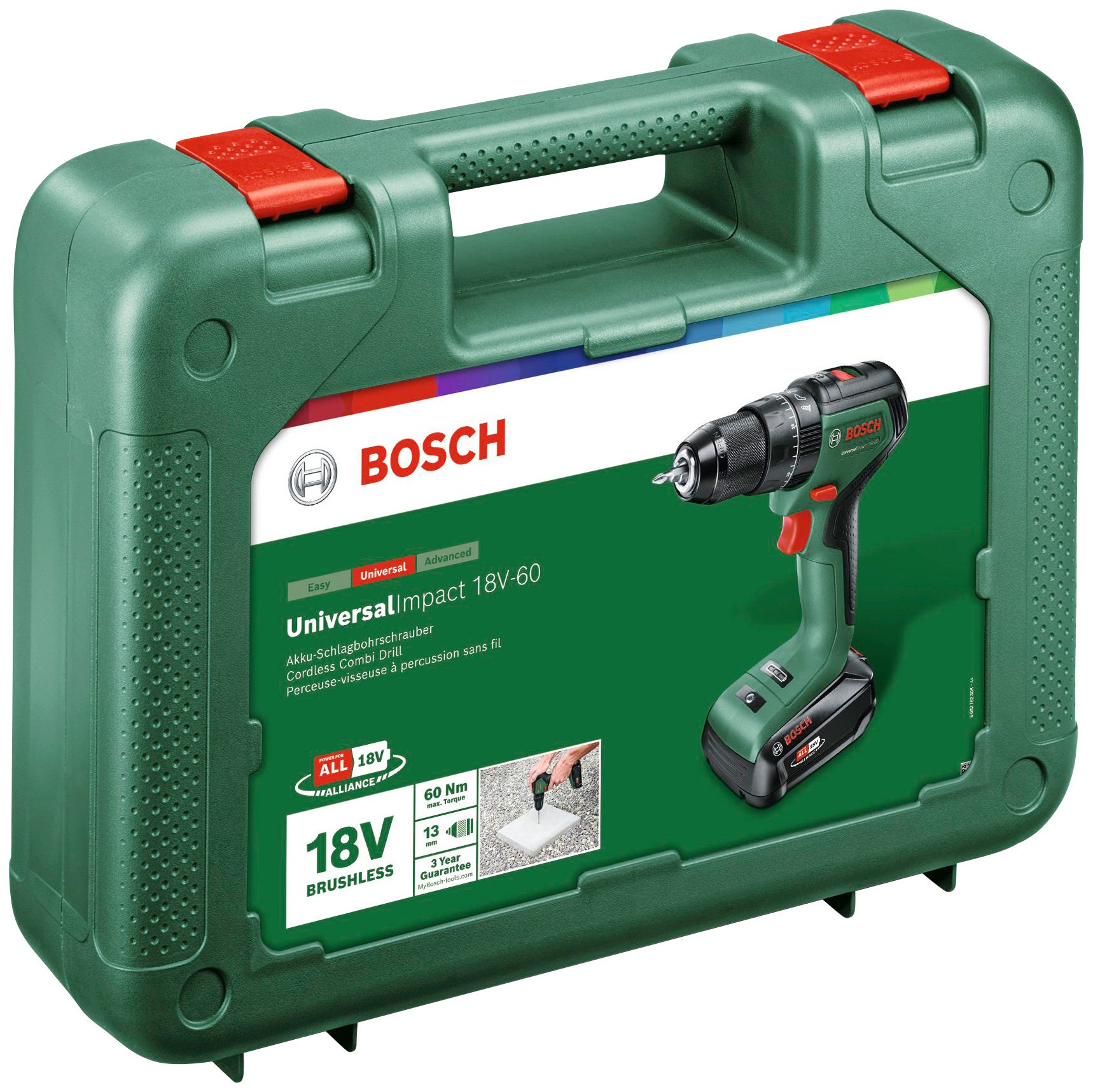 Bosch Home & Garden Akku-Schlagbohrschrauber »UniversalImpact 18V-60« Inkl. Koffer, mit Akku 18V/2Ah und Ladegerät