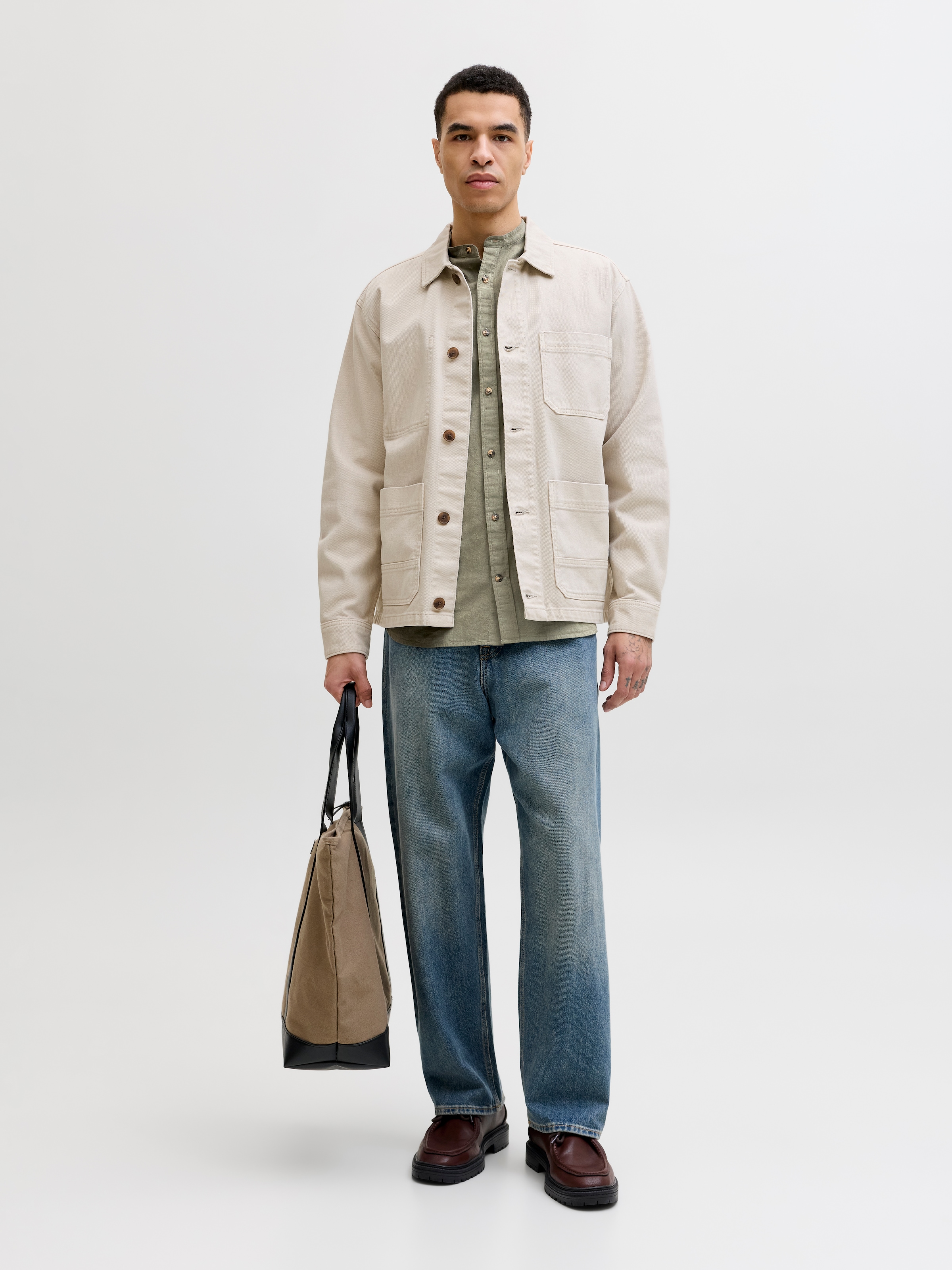 Jack & Jones Langarmhemd »JJESUMMER LINEN BLEND BAND SHIRT L/S SN« Baumwollmischung, regular fit