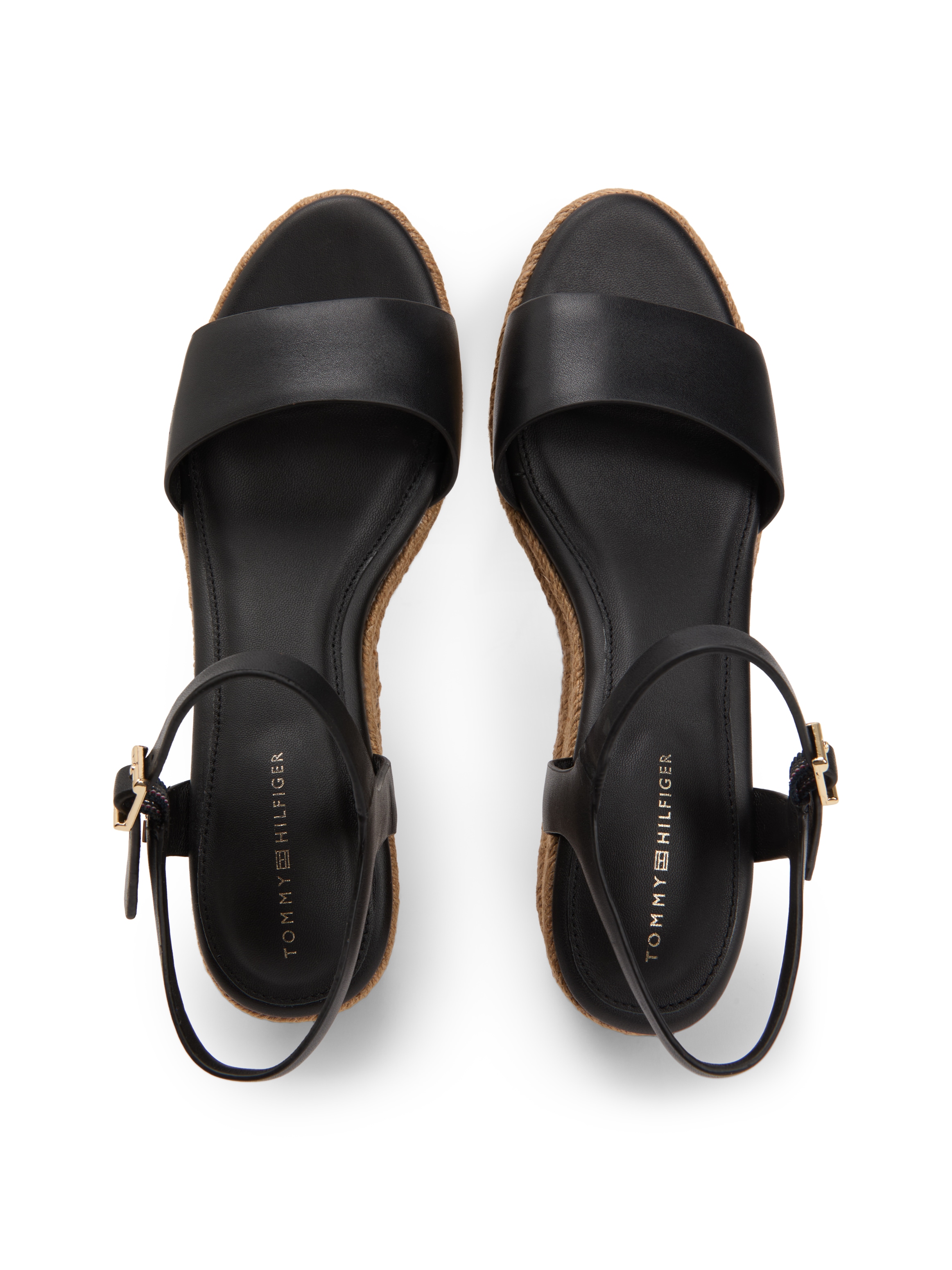 Tommy Hilfiger Keilsandalette »MID WEDGE ESPAD LEATHER«  Sommerschuh, Riemchensandale mit TH-Logoemblem - in schmaler Form