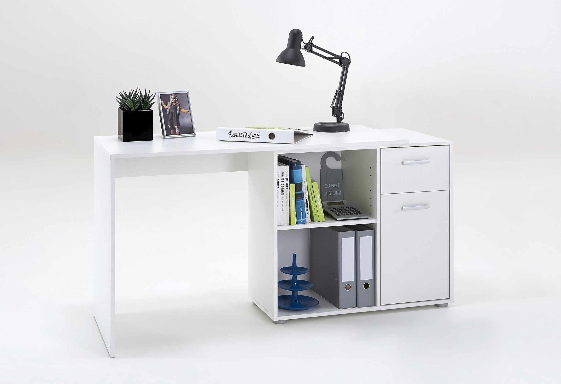 FMD Eckschreibtisch »AUGSBURG«, Schreibtisch/ Sideboard m. Stauraum, beids. montierb., 117 oder 148 cm