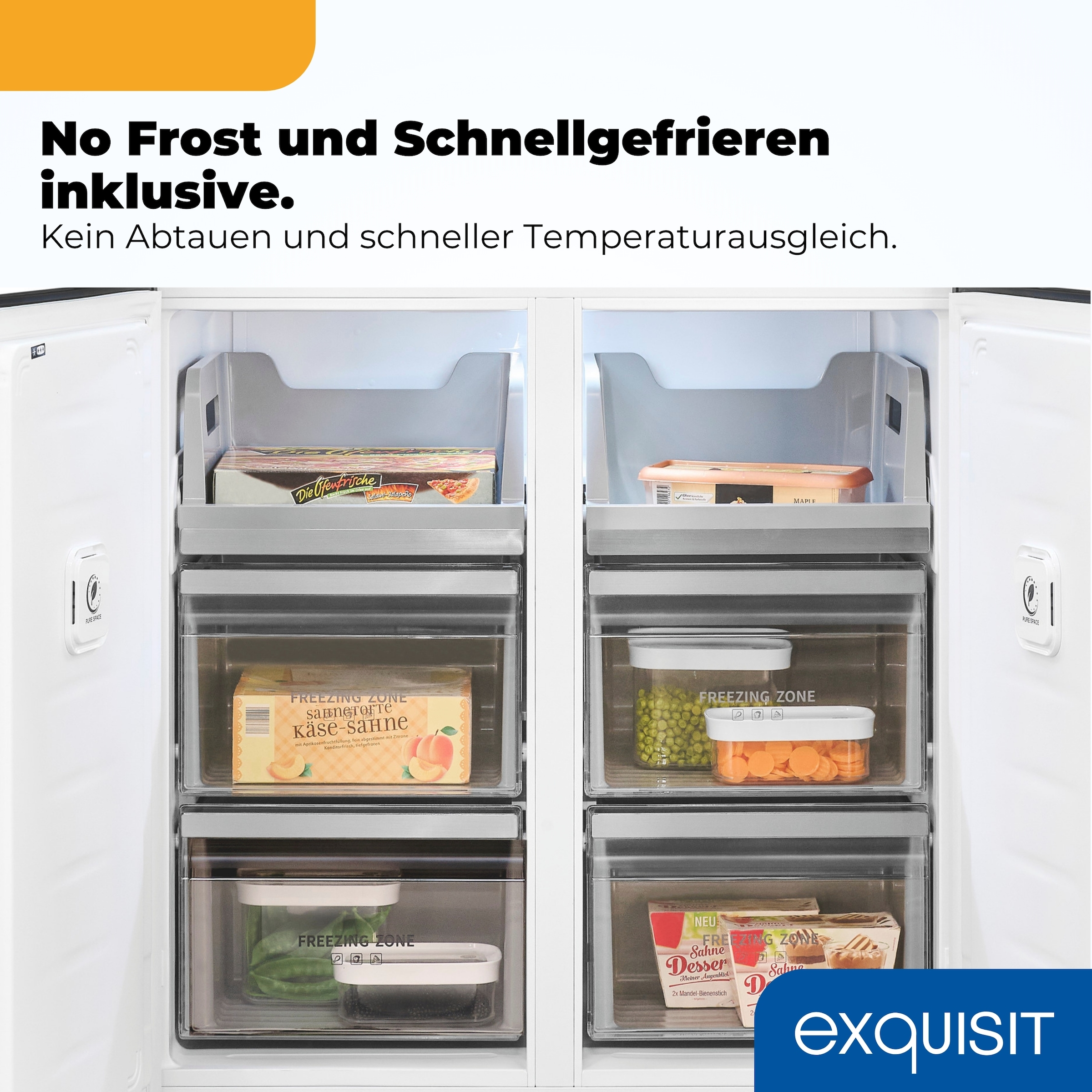 exquisit Multi Door »EMD470-170-200E inoxlook-weiss« 193 cm hoch 84 cm breit Nie mehr abtauen – No-Frost & Umluft für perfekte Kühlung