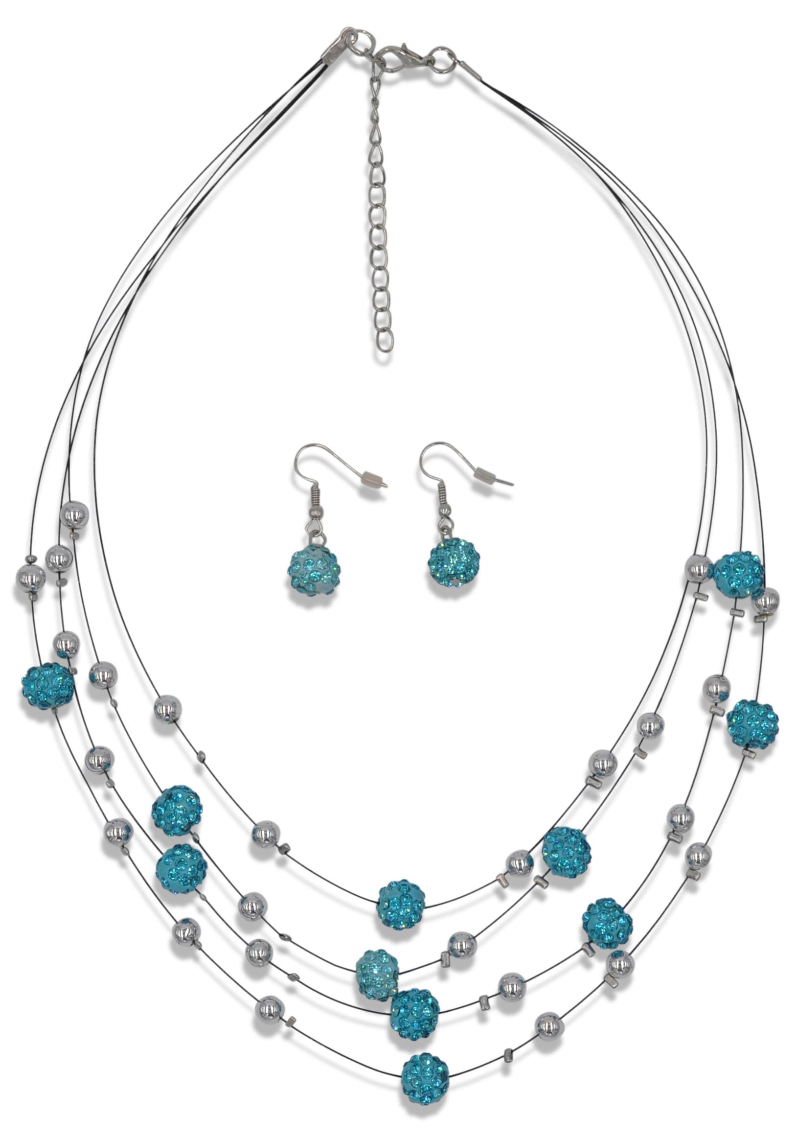 Collier-Set »Blue Crystal«, (Set, 3 tlg.), mit Glasstein