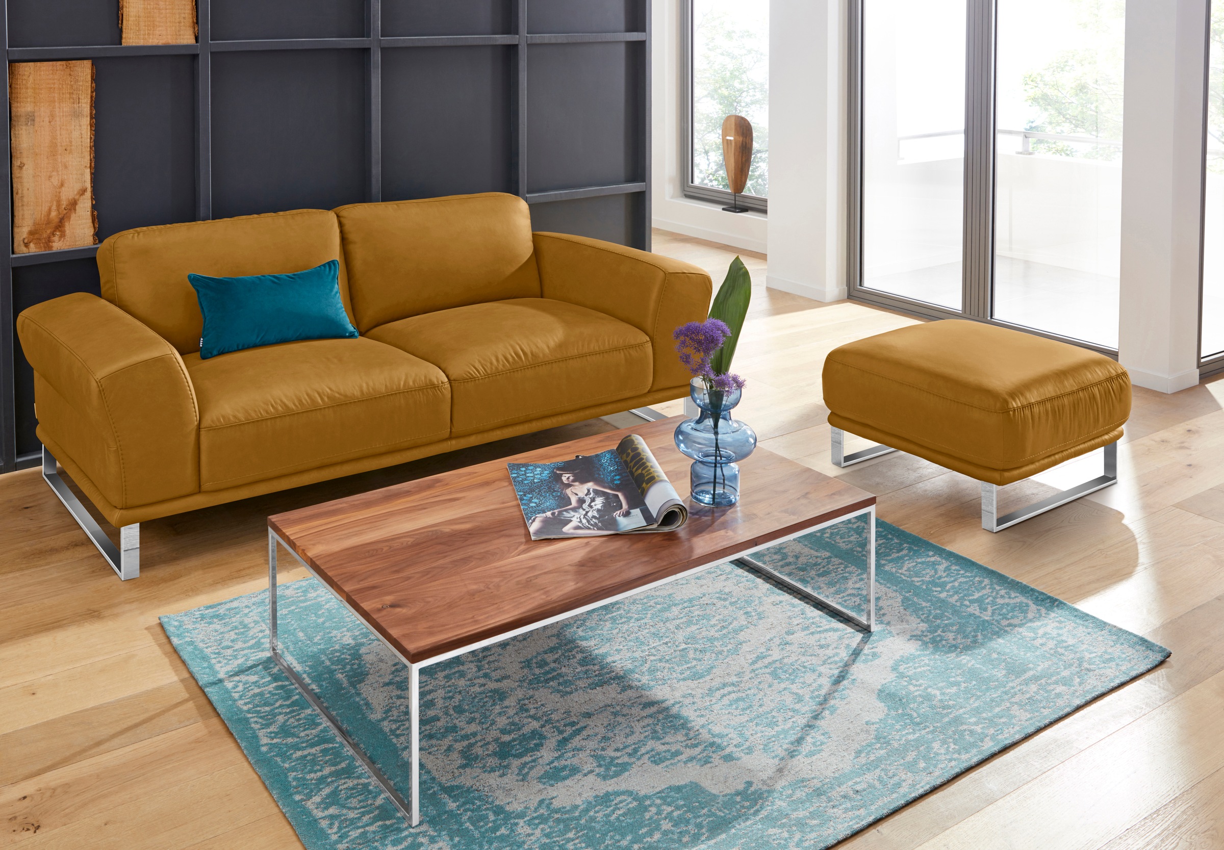 W.SCHILLIG 2,5-Sitzer »montanaa«, mit Metallkufen in Chrom glänzend, Breite 212 cm