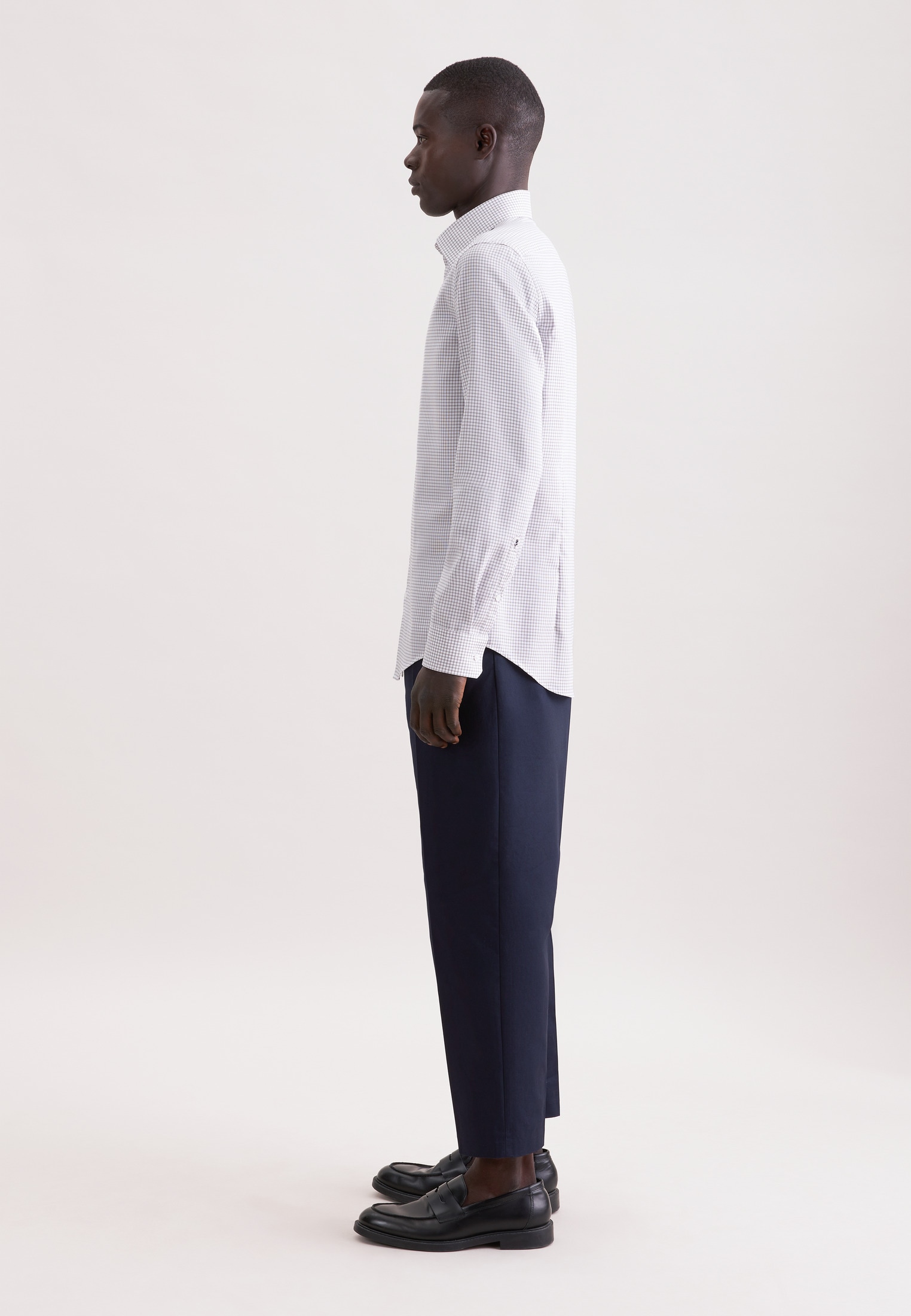 seidensticker Businesshemd »Schwarze Rose« Shaped 1/1 Covered-Button-Down-Kragen Karo