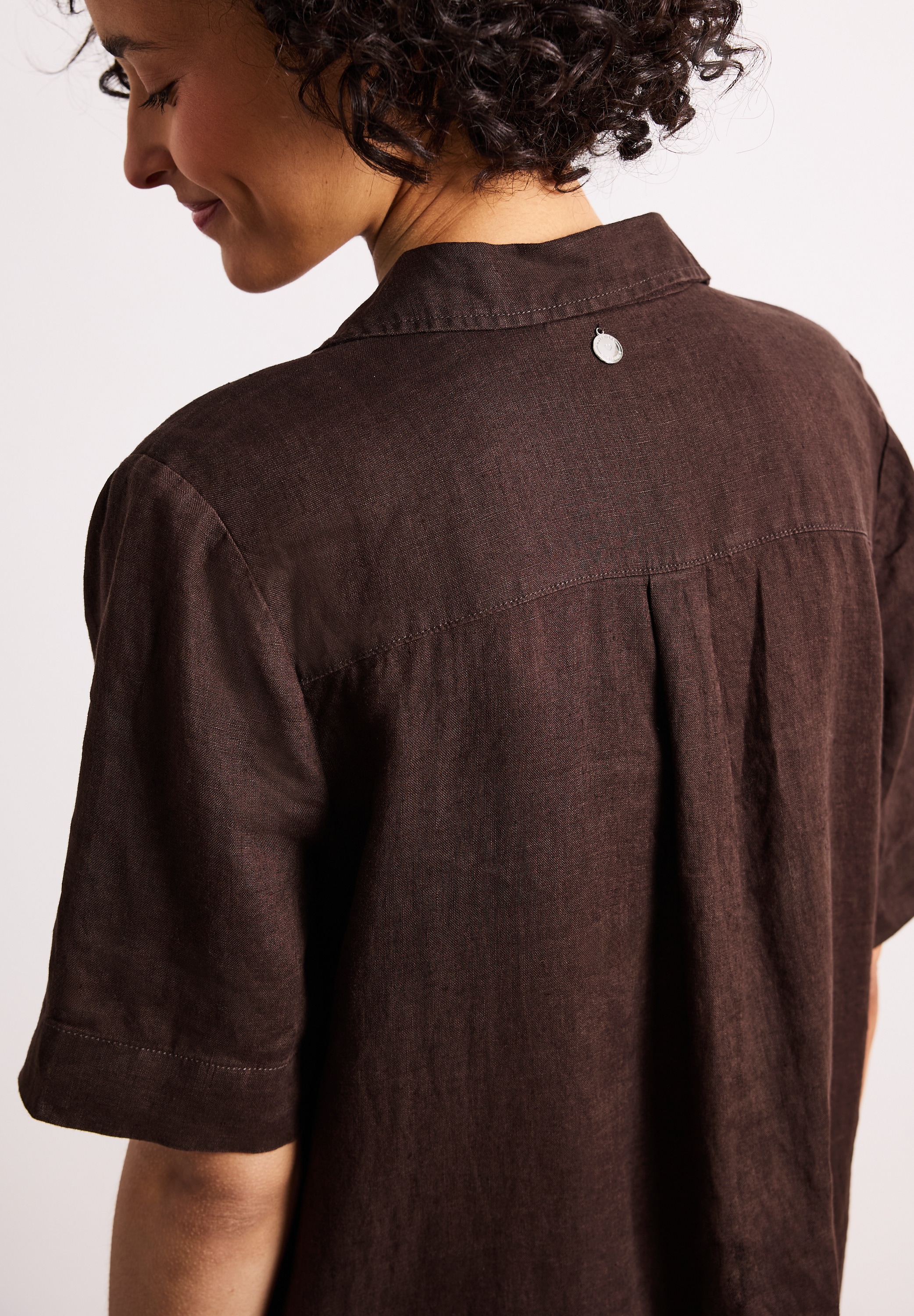 STREET ONE Midikleid Brusttasche Sommerkleid aus Leinen mit Knopfleiste