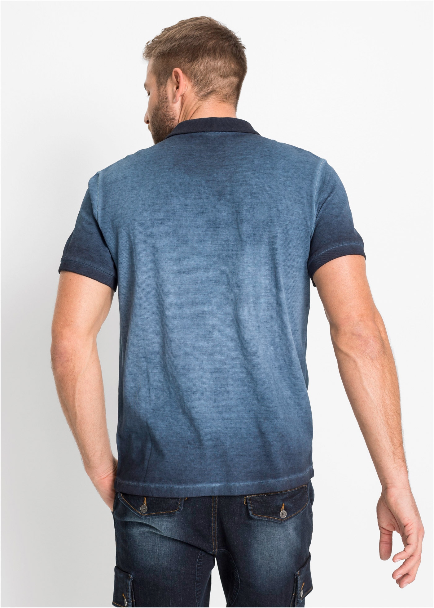 bonprix Poloshirt Kurzarm, Polokragen, ausgewaschene Optik, aus Baumwolle