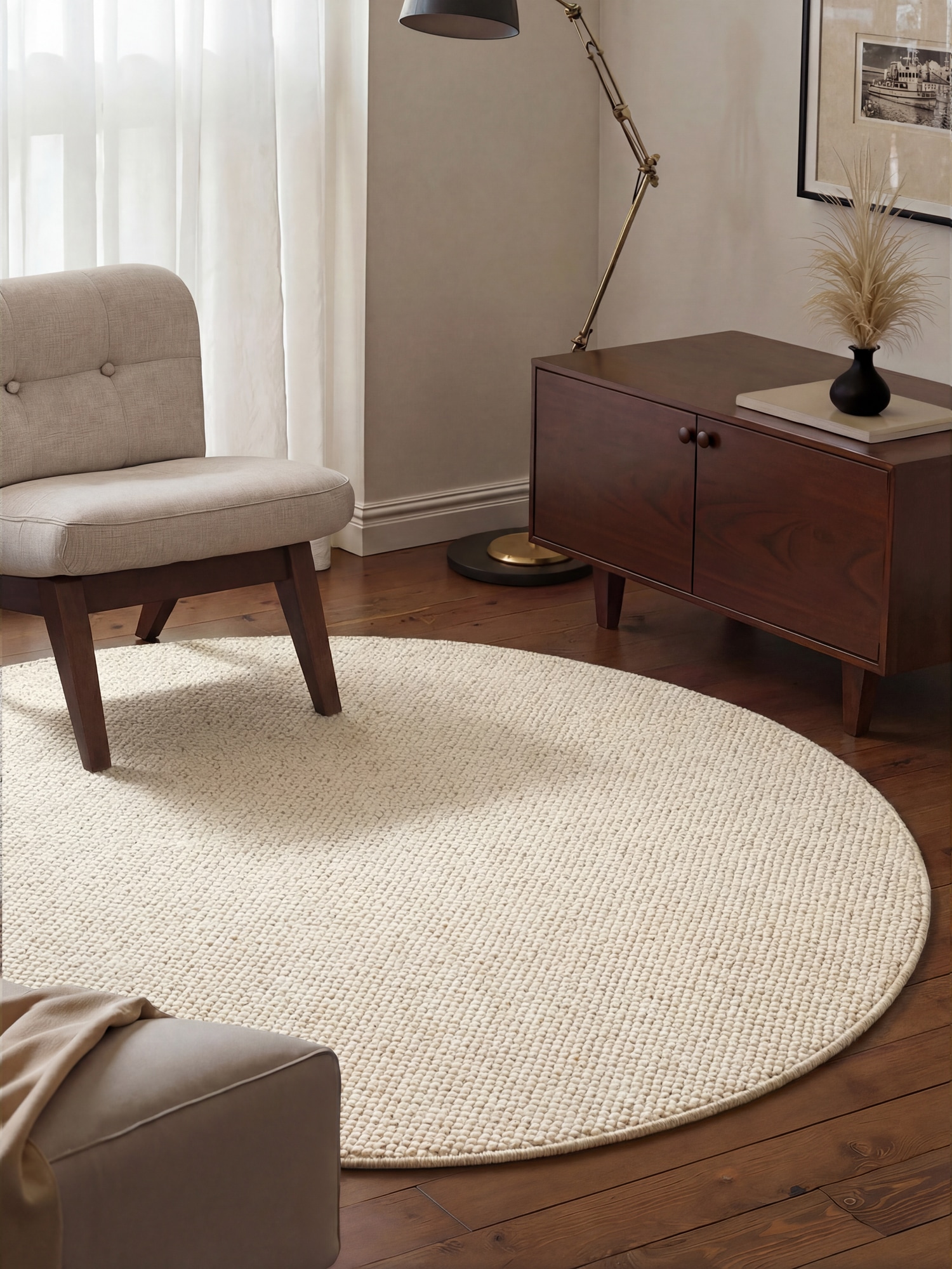 HANSE Home Teppich »Wolly 2« rund 12 mm Höhe Flachgewebe, Skandi, Woll-Optik, Esszimmer, Wohnzimmer, Flur