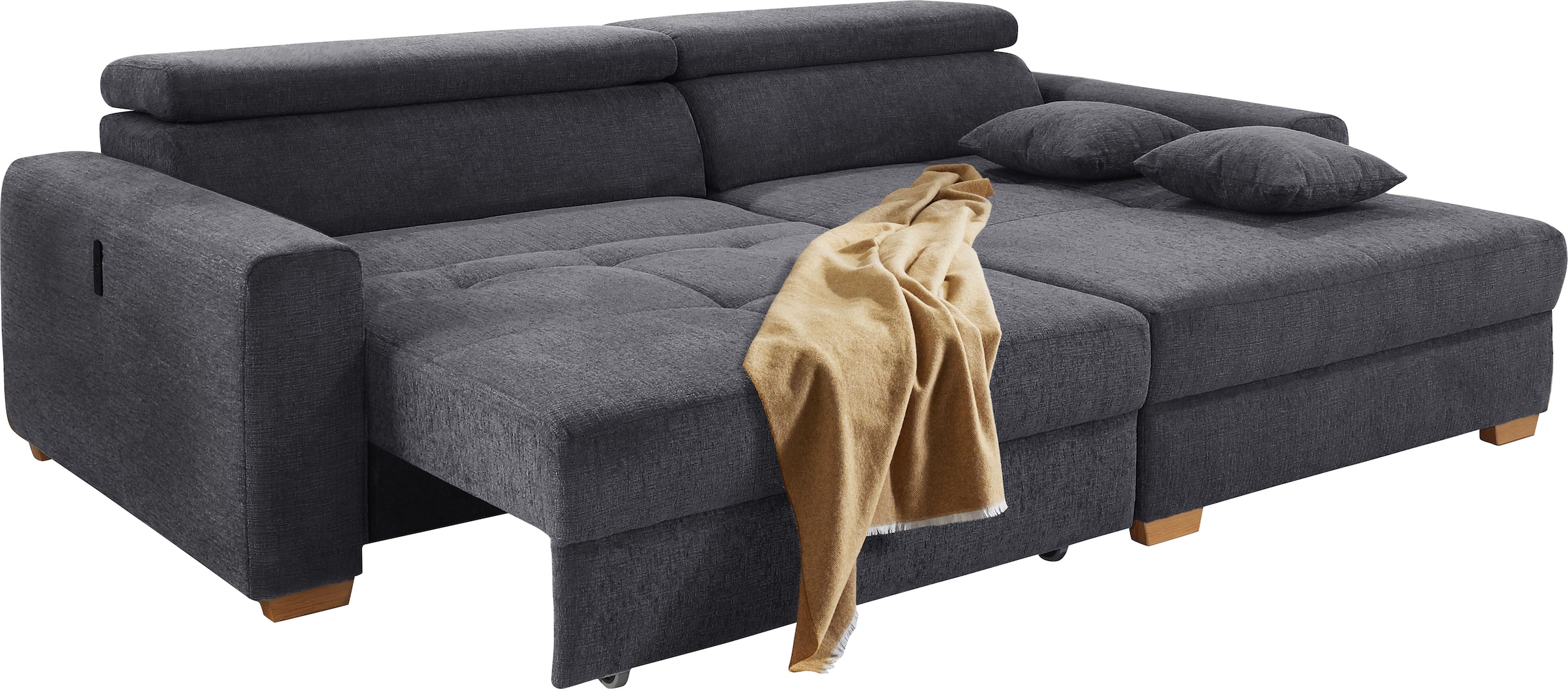 Jockenhöfer Gruppe Ecksofa »Slider, L-Form, 140kg Belastbarkeit je Sitzplatz«, elektromotorische Sitztiefenverstellung,USB-Ladeports,mit Kopfstützen